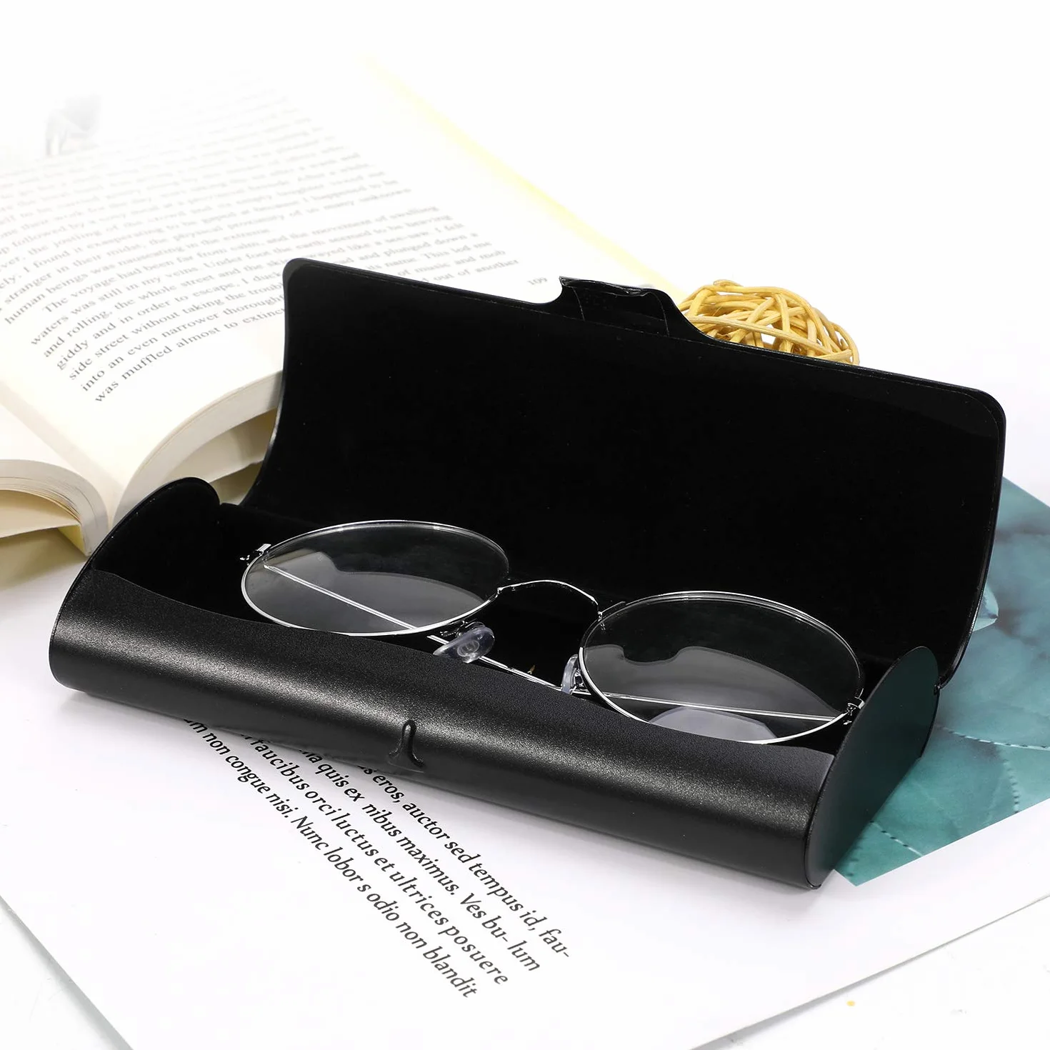 Hifot Etui na okulary aluminiowe, metalowe twarde etui na okulary do czytania czarne dla kobiet i mężczyzn