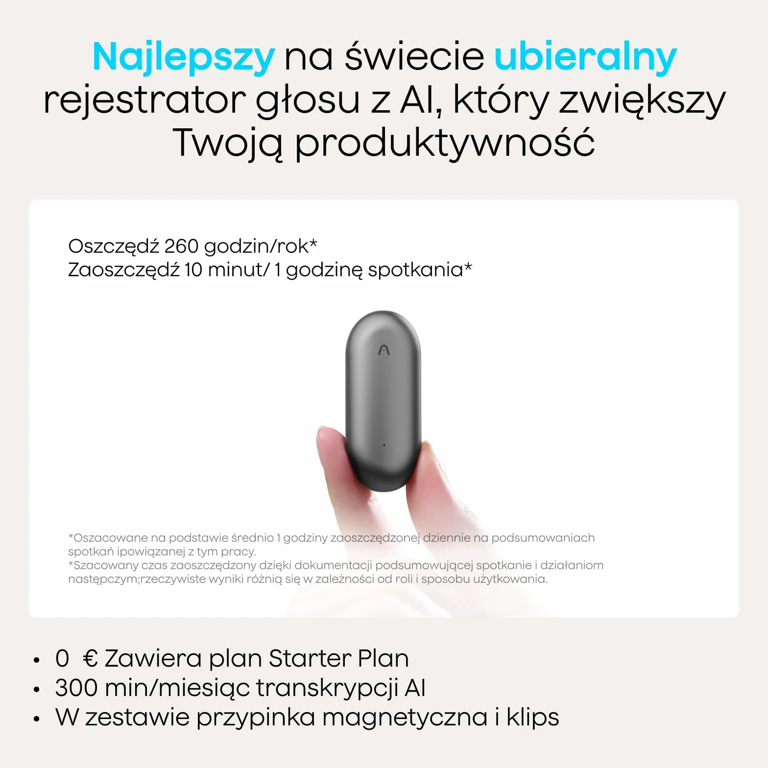 Plaud Note Dyktafon AI 64 GB z etui, obsługa 112 języków, na wykłady i spotkania