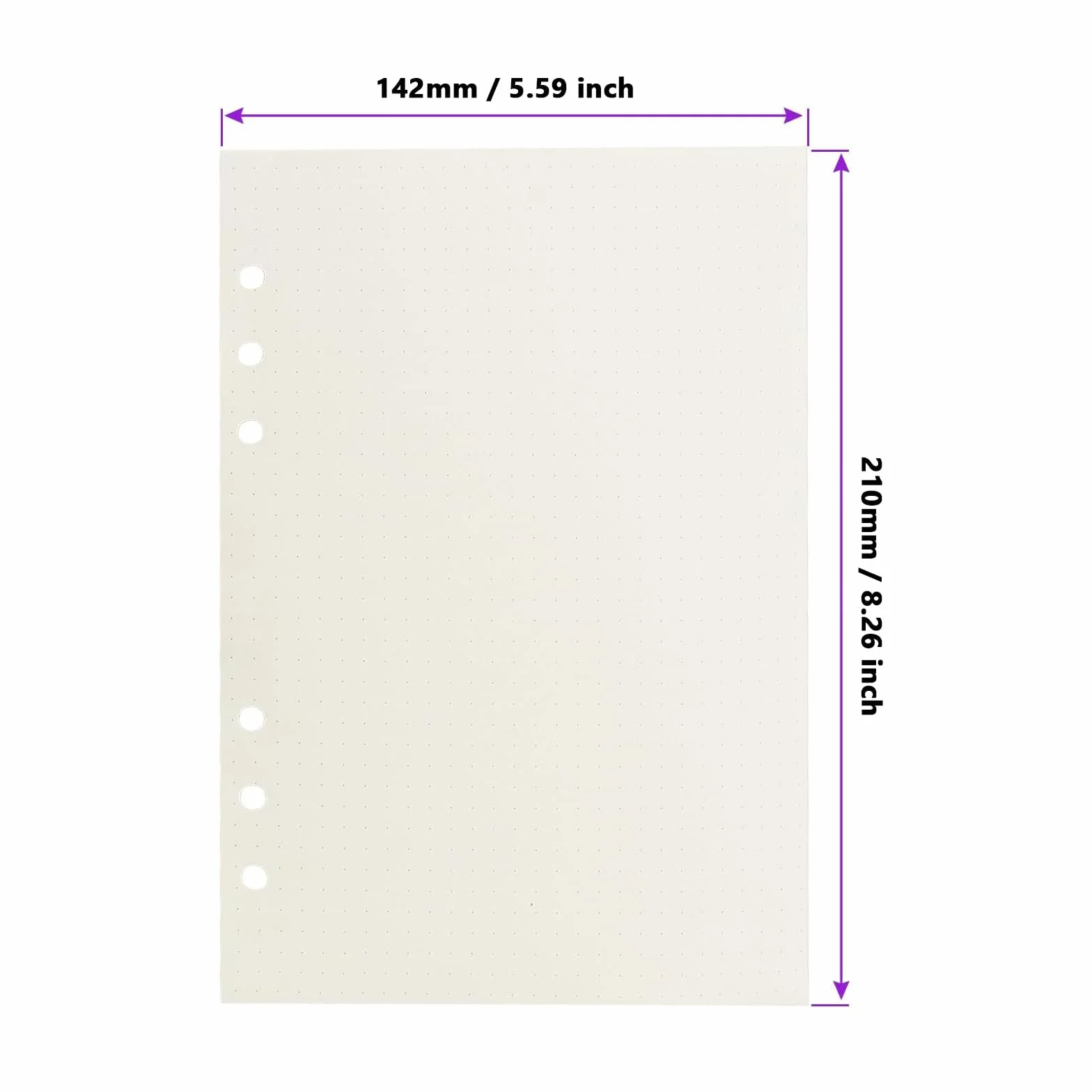 Papier uzupełniający A5 w kropki, 10 sztuk, 450 arkuszy, segregator 6 otworów, do notatnika