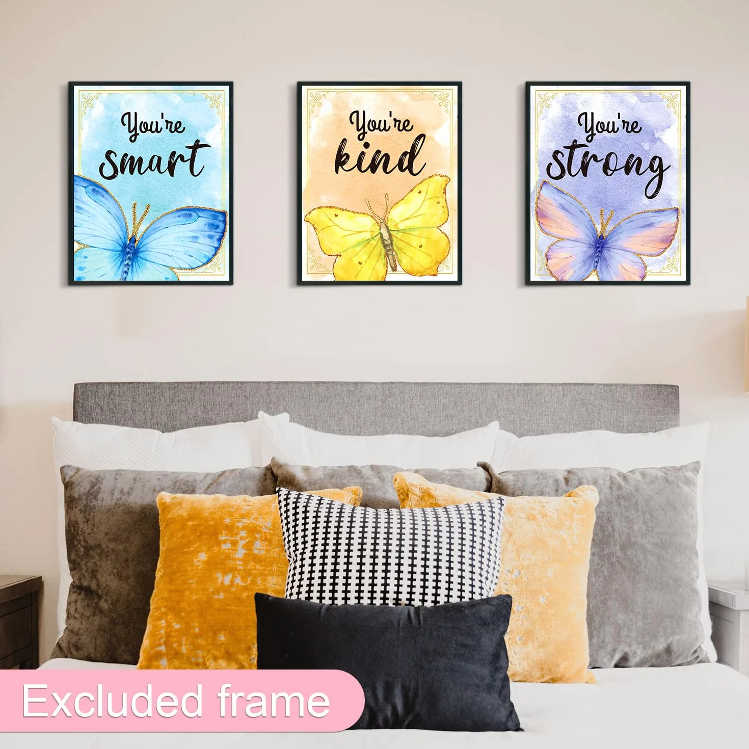 6szt Inspirujace Plakaty Artystyczne na Sciane do Pokoju Dziewczat, 20x25cm Dekoracyjne Akwarela Motyle na Sciane, Motywacyjne Dekoracje Scienne do Pokoju Nastolatków Dzieci Doroslych Klasy