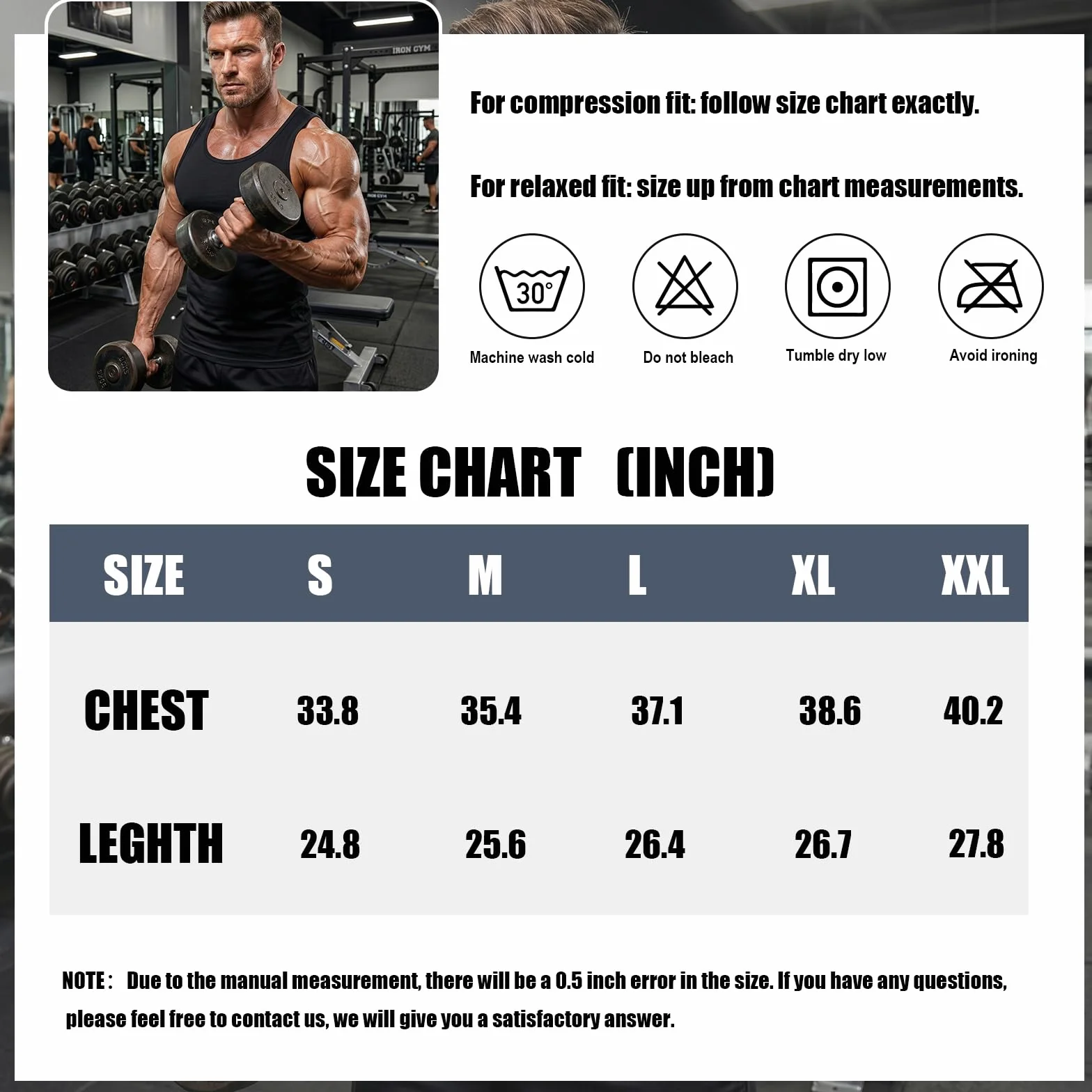 HYCOPROT 3 Szt. Męska Koszulka Kompresyjna Bez Rękawów, Oddychająca, Szybkoschnąca, Idealna do Fitnessu, Biegania i Treningu