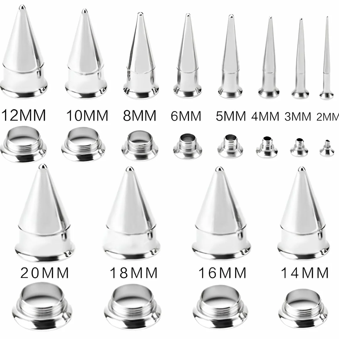 1 para srebrnych 2 mm (12 g) Taper Plugs tunele, zatyczki do uszu, piercing septum, biżuteria do ciała, rozpychacze do uszu, gwint wewnętrzny, tunel do mięsa, stal tytanowa, stal nierdzewna, dla