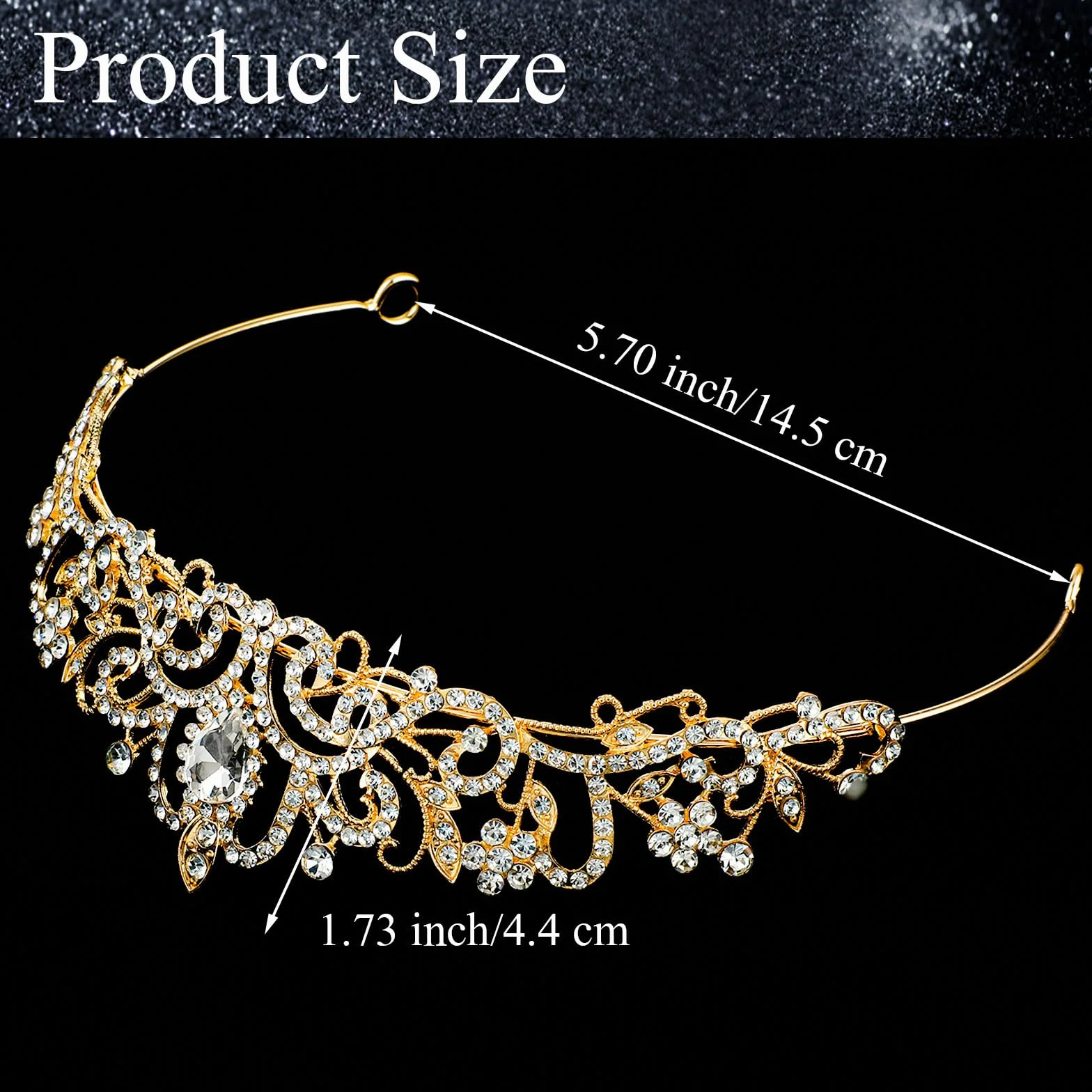 Elegancka korona księżniczki dla dziewcząt, kobiet, tiara, kryształowa tiara, opaska z kryształem górskim, na prezent, biżuteria do włosów na wesele, imprezę taneczną, Einheitsgröße, stop metali, Stop