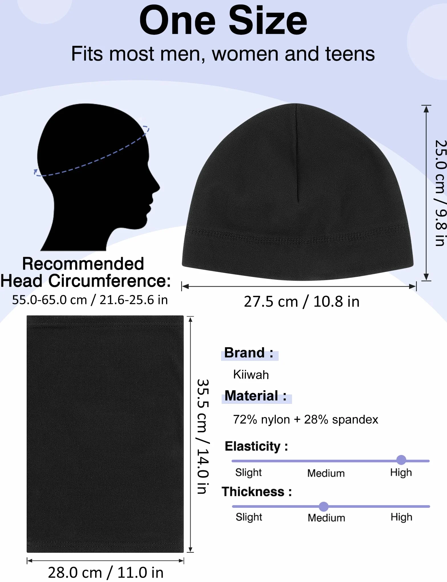 Kiiwah Beanie czapka i szal dla mężczyzn i kobiet, uniseks, ciepła czapka zimowa, szalik, chusta wielofunkcyjna na zimę, do uprawiania sportu, jazdy na nartach, biegania, motocyklu, jazdy na rowerze