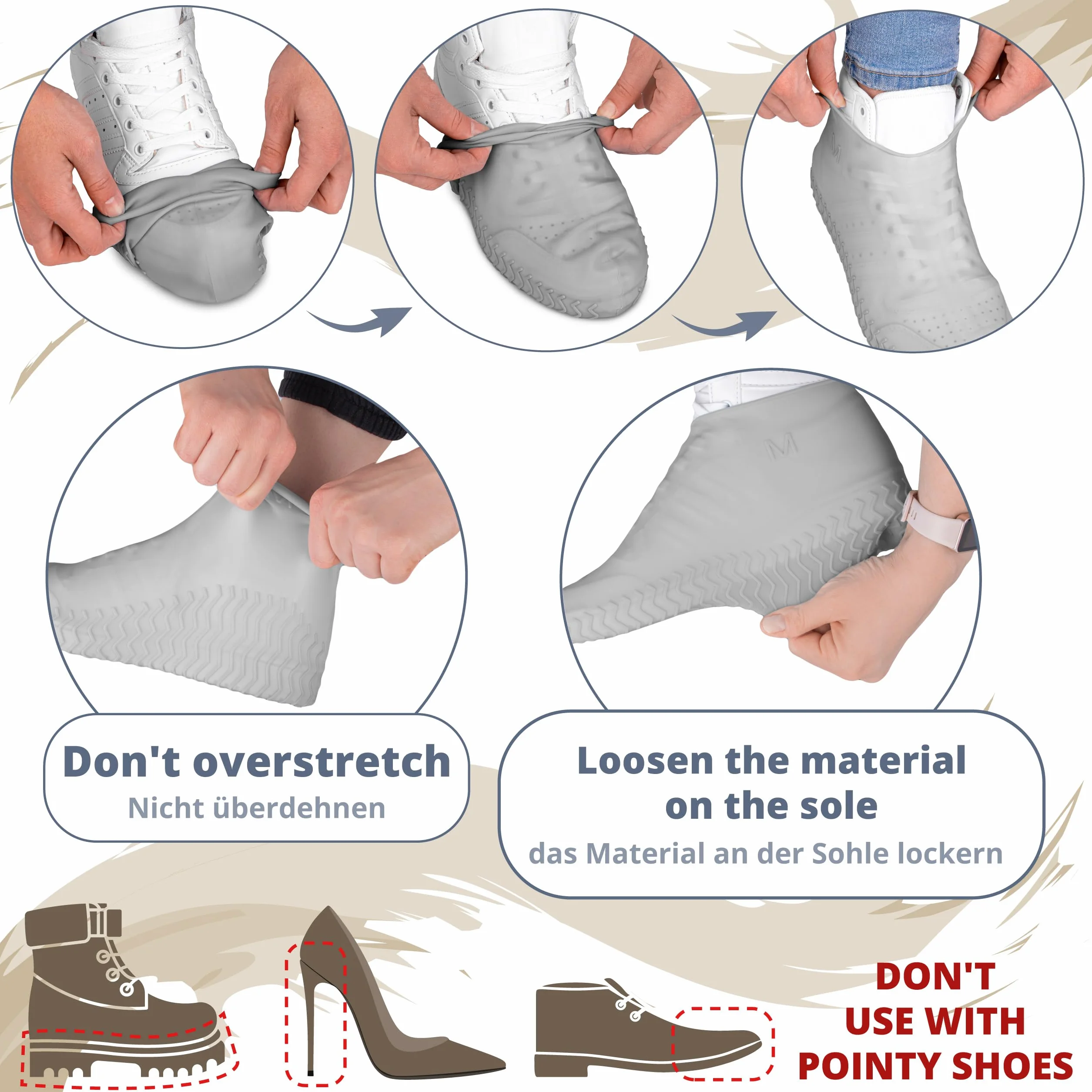 SULPO ochraniacze przeciwdeszczowe na buty - silikonowe osłony do butów w różnych kolorach - turystyczne osłony na buty - kalosze składane - ochrona przed wodą - sneaker protectors