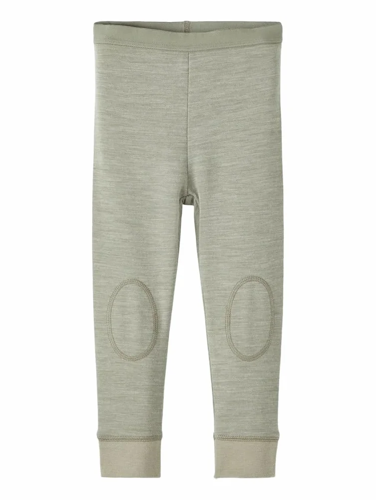 Bestseller A/S Chłopięce NMMWUPSUS Wool/COT LONGJOHN XXIII legginsy, Vetiver, 104, wetiver, 104