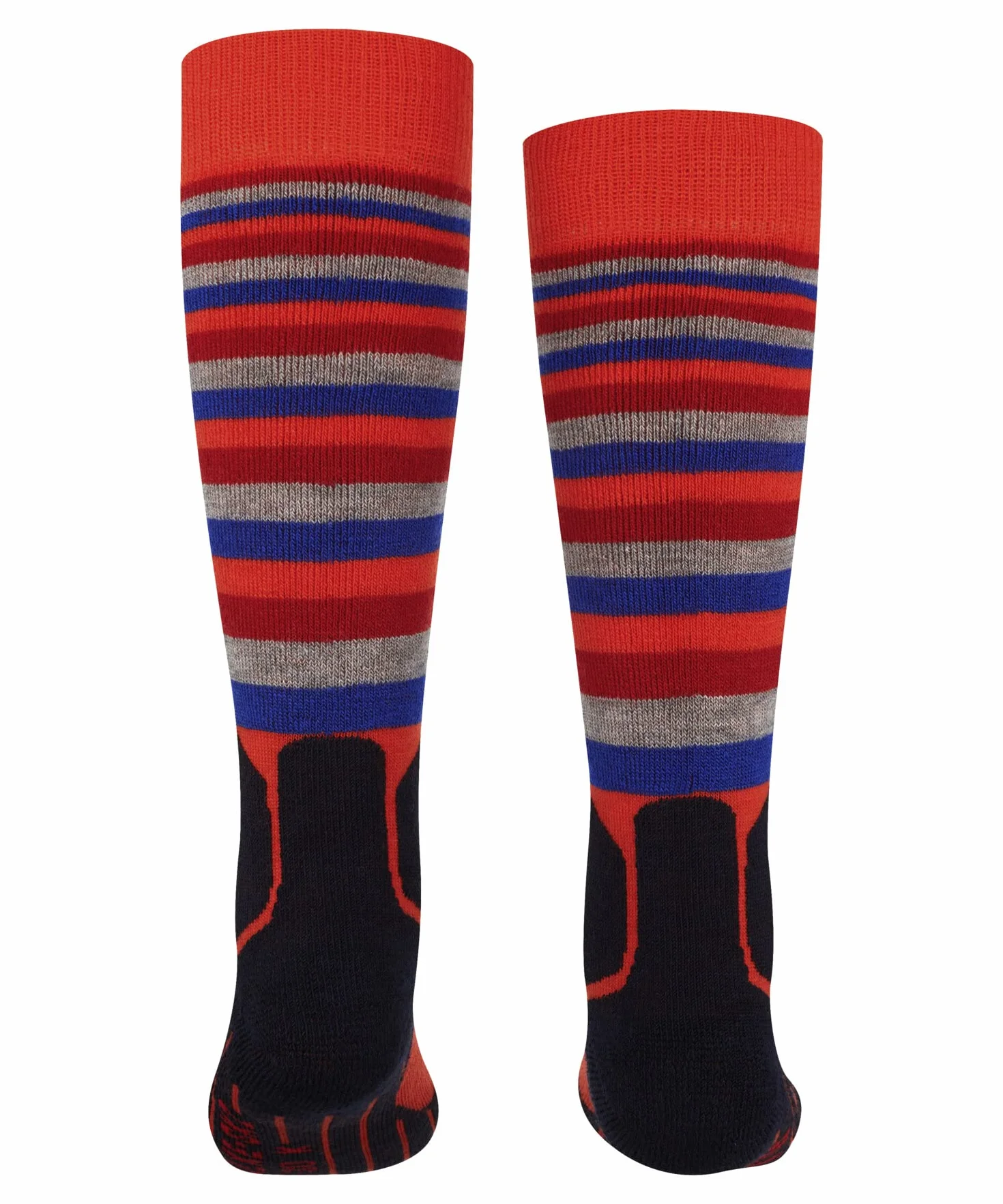 FALKE Uniseks - dzieci Skarpety narciarskie SK2 Intermediate Stripes K Kh Wełna ciepłe grube 1 Para, Pomarańczowy Samba Orange 8182, 35-38