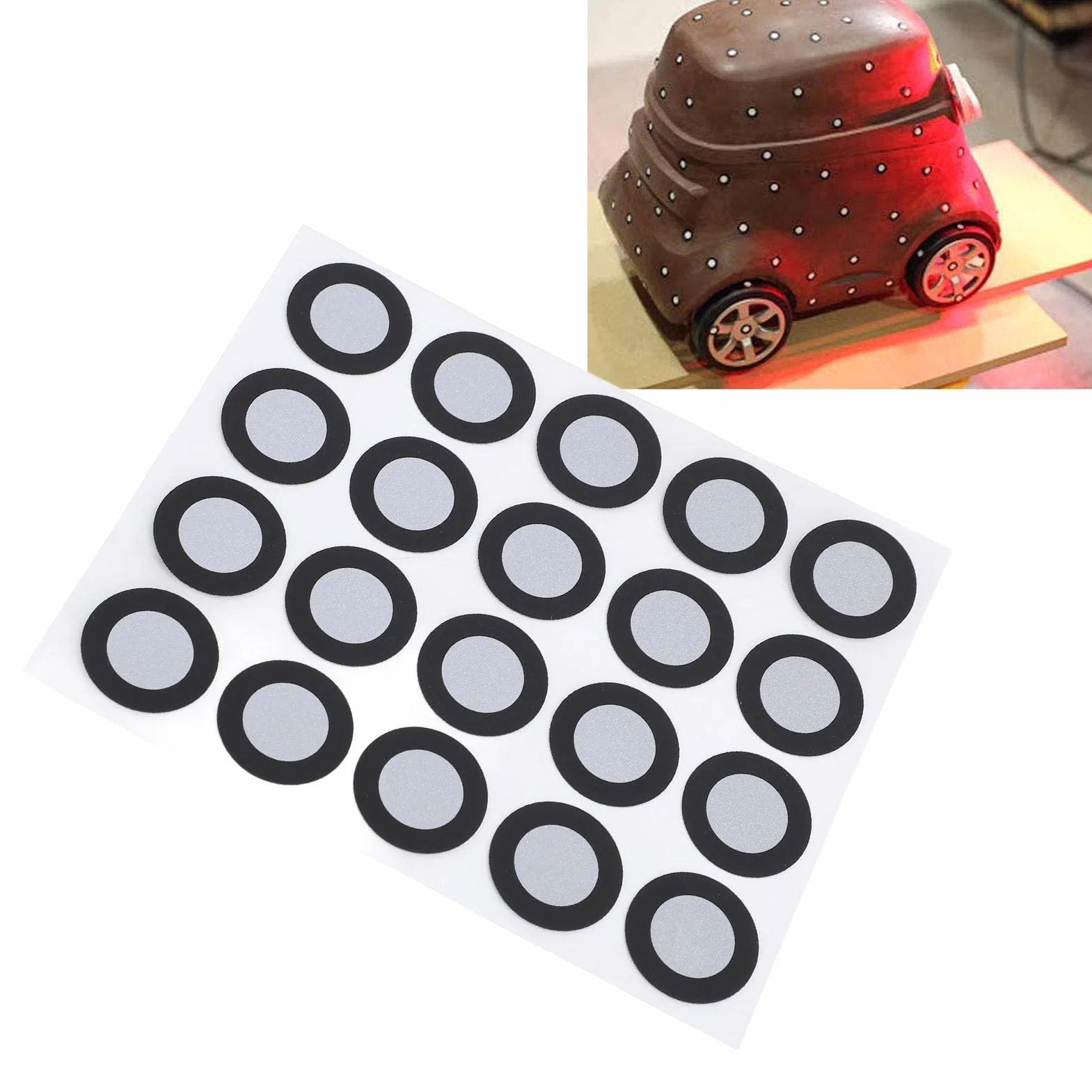 Markery do Skanowania 3D do Skanera 3D, Dokładne Punkty śledzące o średnicy Wewnętrznej 12 Mm i średnicy Zewnętrznej 19 Mm, Znaczniki Punktów Referencyjnych 200 szt., Odbicie