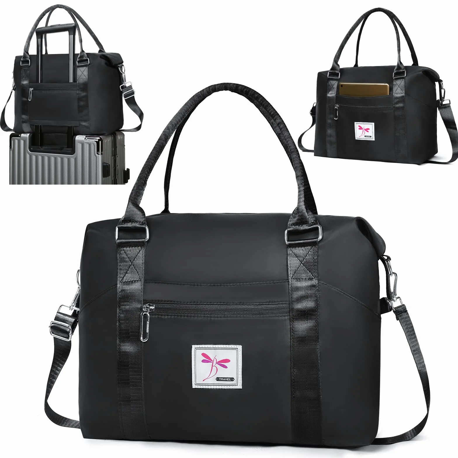 Flintronic Składana torba podróżna o dużej pojemności, lekka wodoodporna torba podróżna na weekend, torba sportowa z komorą na suche i mokre rzeczy 25 l / 36 l, regulowana (z 1 metką bagażową)