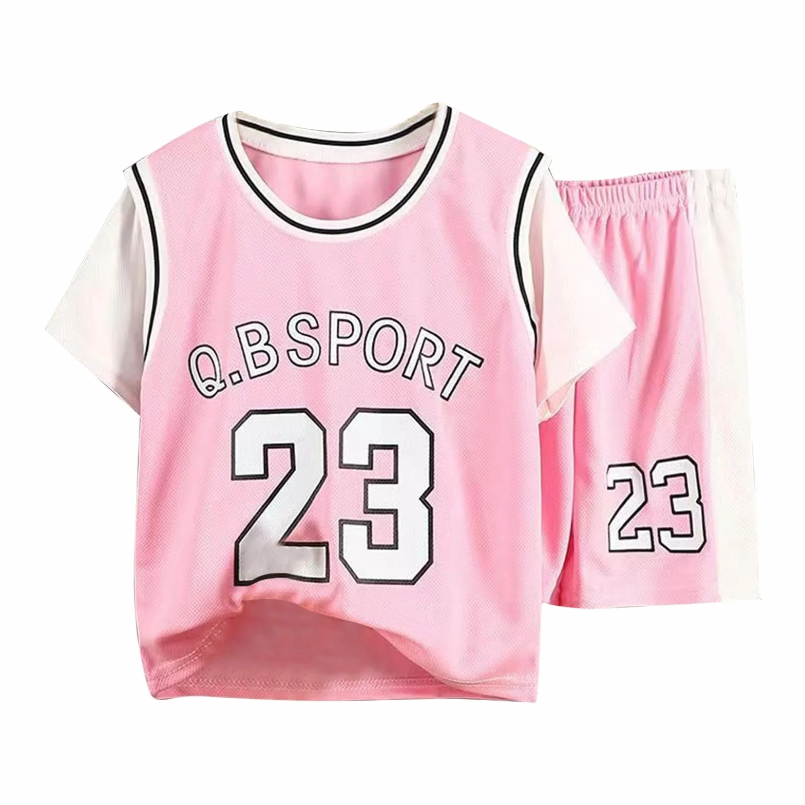 Letni dres sportowy z krótkim rękawem dla dzieci, modny strój do koszykówki, odzież treningowa dla chłopców i dziewczynek, szybkoschnący, cienki kostium dla dzieci
