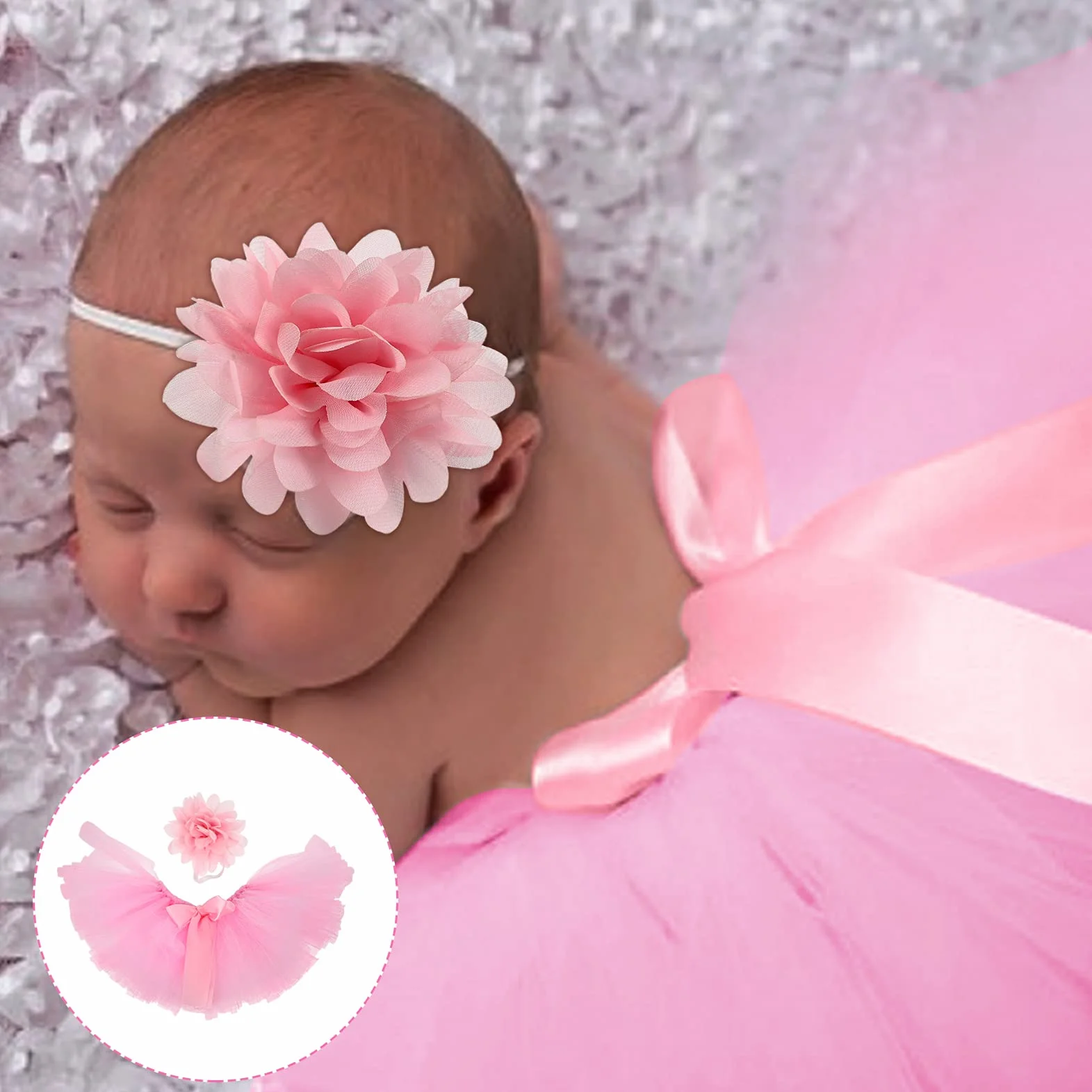 Toddmomy 2 szt. spódniczka tutu dla dziewczynki, tiulowa sukienka dla noworodków, sukienka na pieluchę, kostium, ubranie do fotografii rekwizyt na urodziny, baby shower