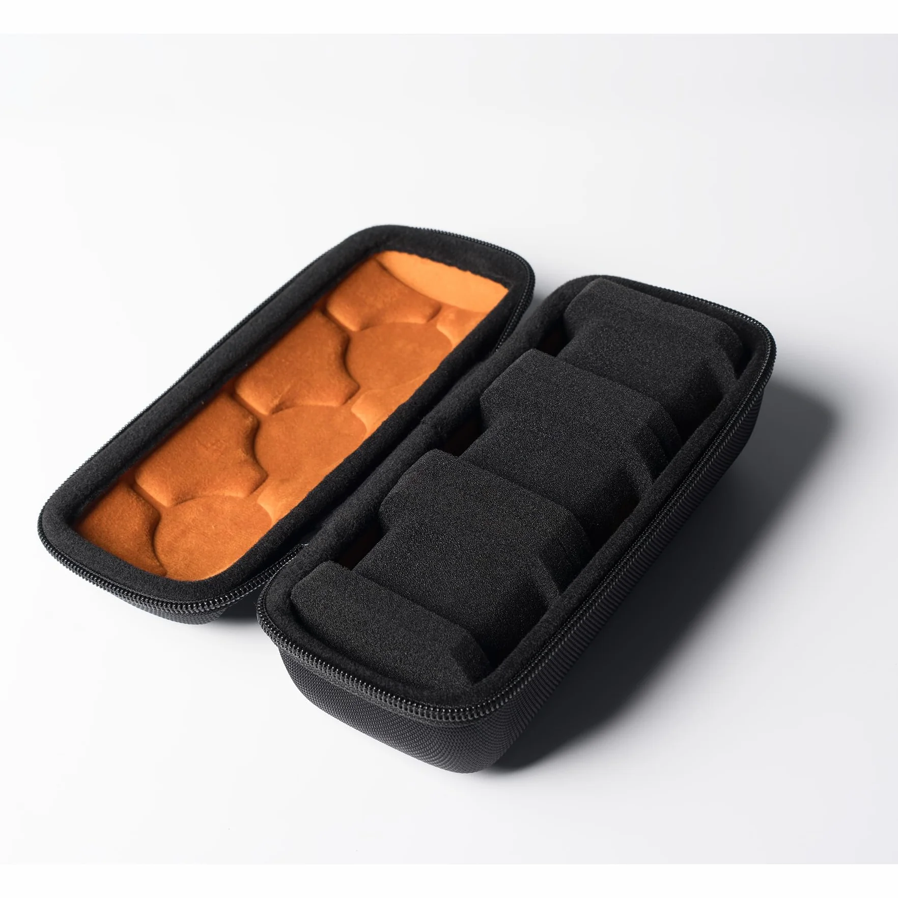 3 etui podróżne na rękę SLOTHard do zegarka, etui na zamek błyskawiczny i organizer dla mężczyzn i kobiet, z poduszką zapobiegającą ruchowi (czarny 3 przegródki)