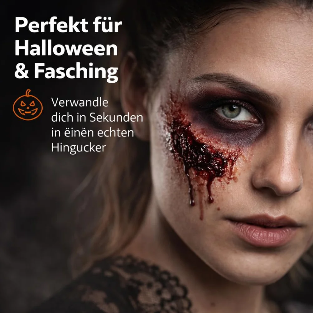 15 ml krwi ze skorupą – zmywalna i zwodniczo prawdziwa - sztuczna krew do makijażu - fałszywa krew do przebrania – Halloween & Karnawał