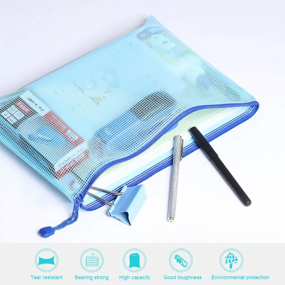 Vicloon A4,10 szt., kieszenie na foldery, PVC Zipper Folder Saszetki do przechowywania dokumentów Przepisy firmowe Organizacja - różne kolory