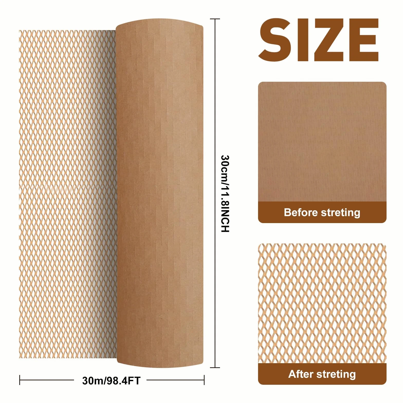 Papier o strukturze plastra miodu w rolce 30 cm x 30 m – przyjazny dla środowiska materiał opakowaniowy 80 g/m² bibułka, alternatywa dla folii bąbelkowej, rolka ochronna do wysyłki i przeprowadzki