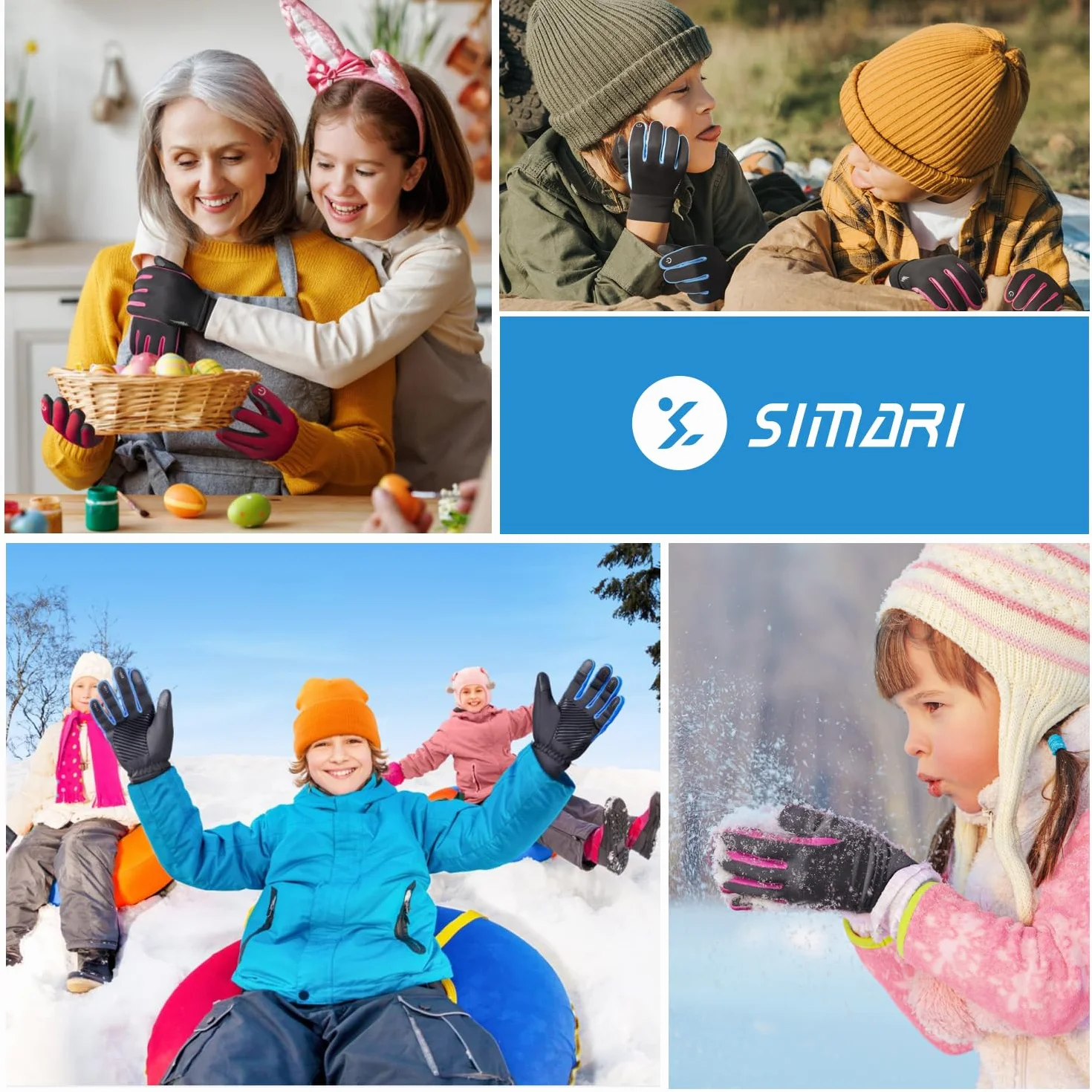 SIMARI SMRG106 Rękawice zimowe, termiczne, antypoślizgowe, na ekran dotykowy, do jazdy na rowerze, biegania, siatkówki, hokeja, piłki nożnej, rugby, narciarstwa, aktywności na świeżym powietrzu, dla