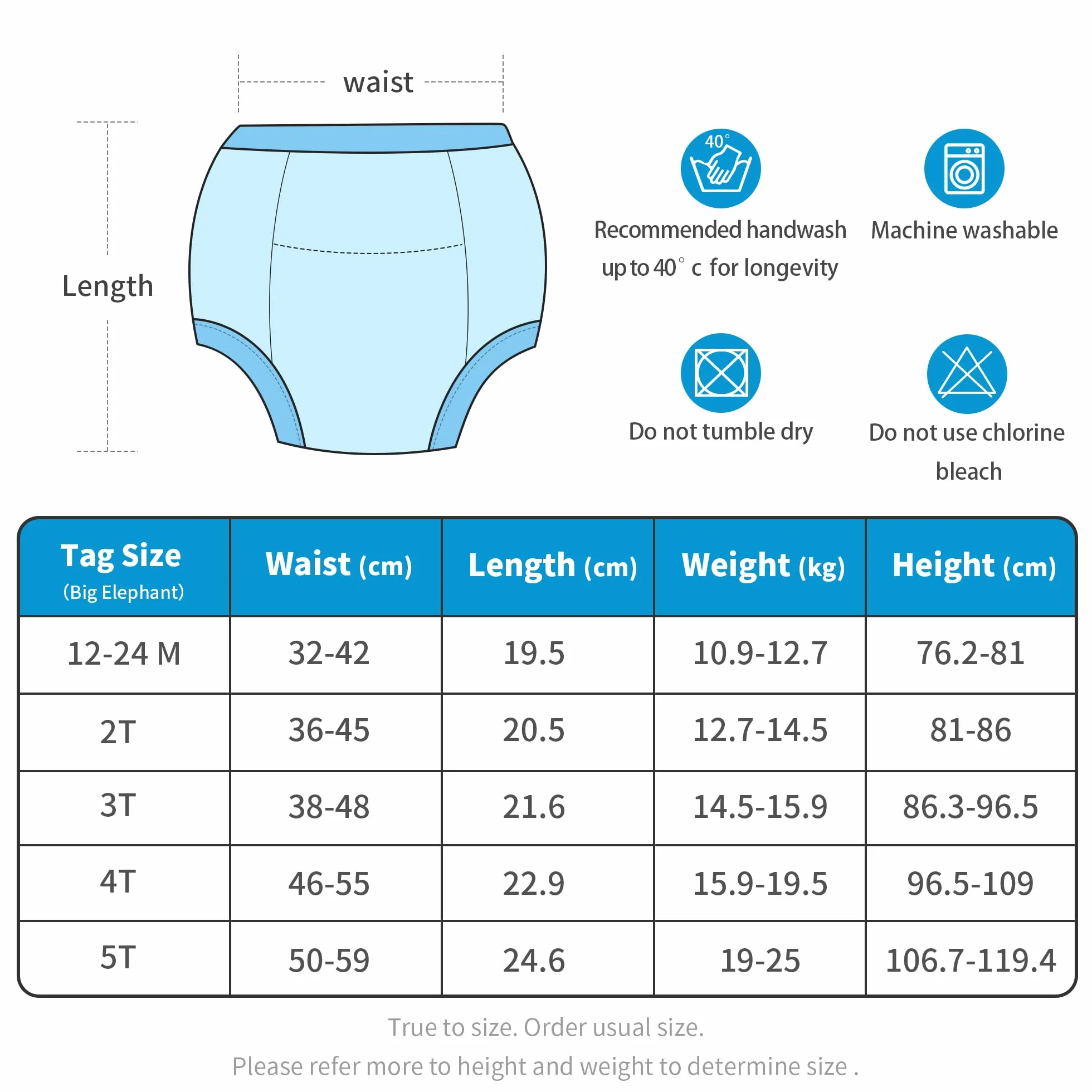 BIG ELEPHANT Toddler Potty Training Pants - 100% bawełna Unisex Baby Pee Underpants 10-pack, 12M-5T