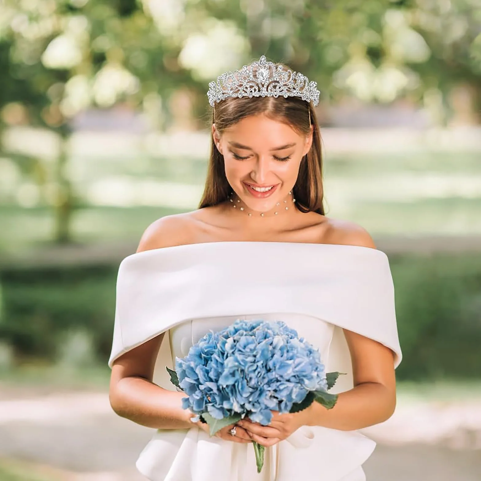 Korona damska, tiara kryształowa korona z grzebieniem ze strasu, diadem do wesela, panny mlodej, karnawału, urodzin, Roszpunka, opaska do włosów, okrągła opaska do włosów, ozdoba