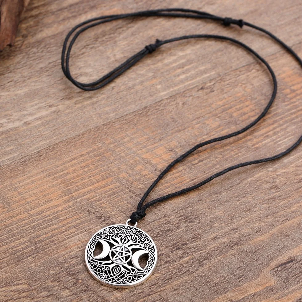 wisiorki damskie， Triple Moon Goddess Pendant Tree of Life Necklace Pentacle Pentagram Wiccan, Metal, unknow