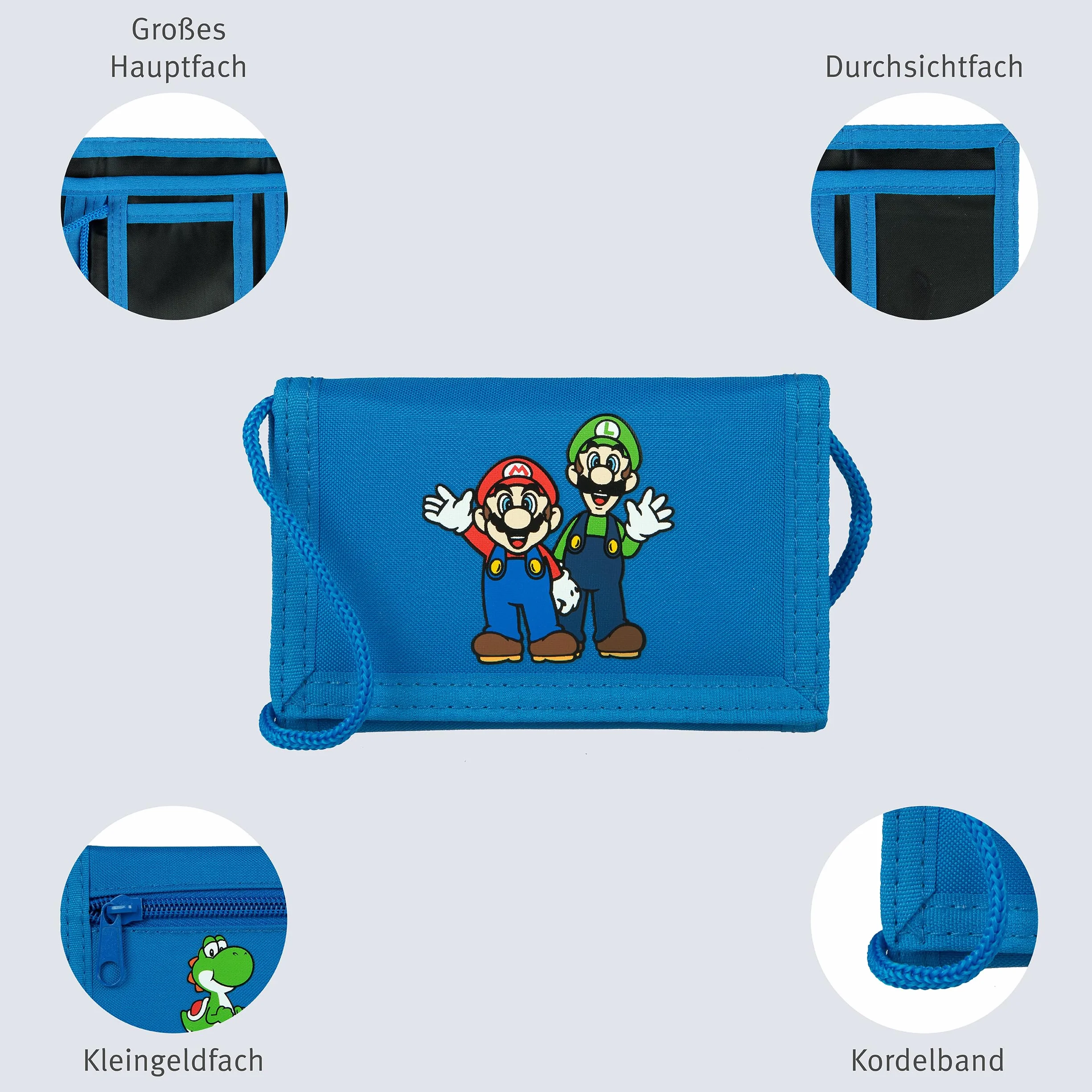 Undercover, Super Mario, portfel, dzieci, chłopcy, dziewczyny, nastolatki, nastolatek, portmonetka, portfele, fan, portfel na piersi, 8 x 13 cm, pieniądze, bilet, bezpieczny, podróż, piękny prezent