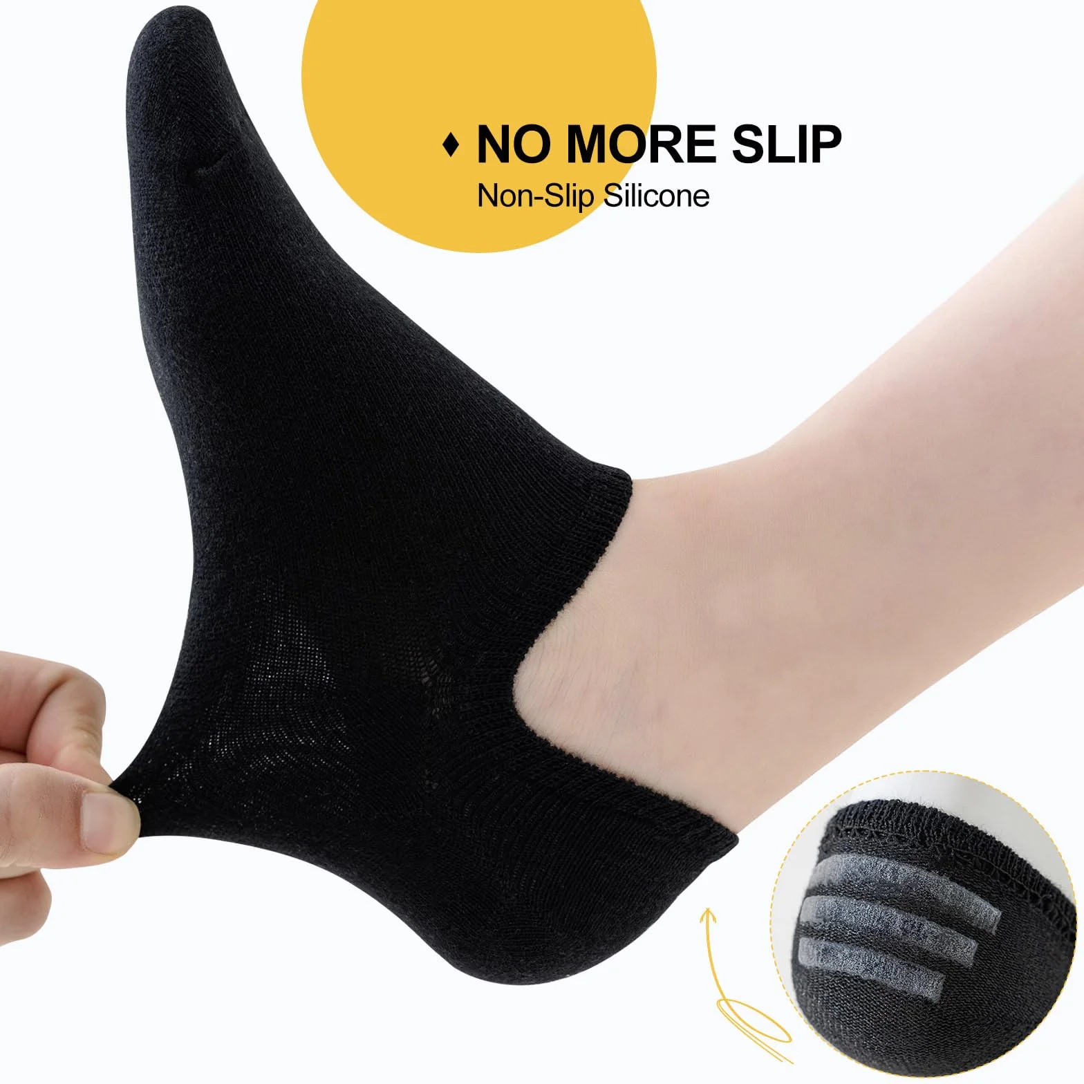 Niofind Skarpety do sneakersów, damskie, stopki, męskie, 10 par, uniseks, oddychające, niewidoczne, krótkie, bawełniane, antypoślizgowe, silikonowe, zapobiegają ślizganiu się, 35-38 39-42 43-46