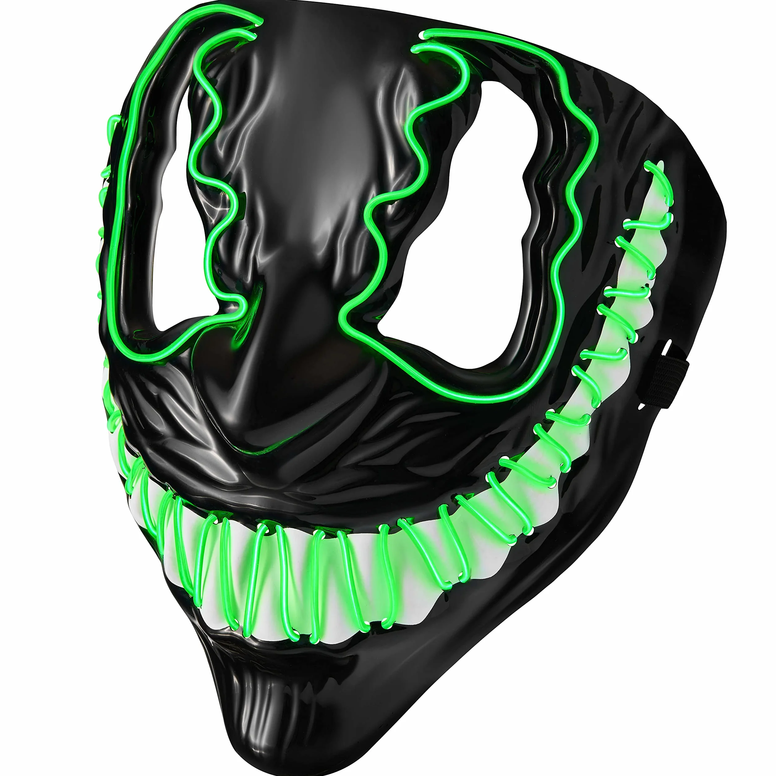 Maska LED Venom z 3 trybami owietlenia - idealna dla DJ-a Techno | Halloween | Cosplay | Karnawa | Straszna maska | Neonowa maska | jako dodatek do kostiumu horroru