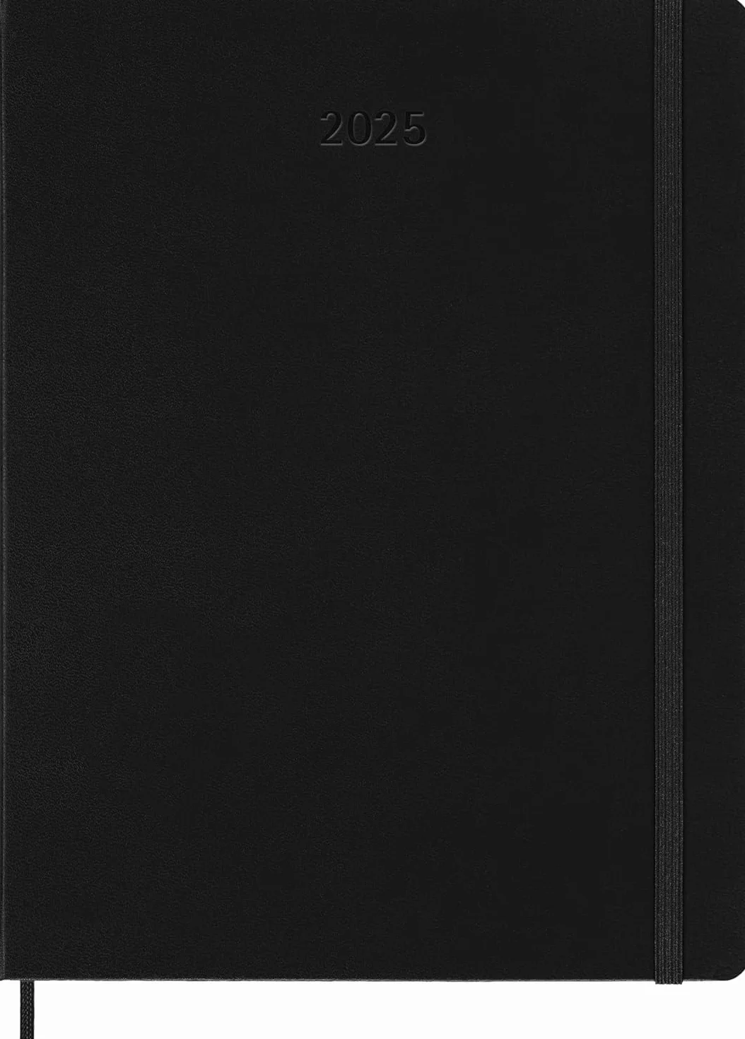 Moleskine Planer tygodniowy, z miejscem na notatki 12 miesięcy 2025, twarda okładka i elastyczne zamknięcie, kolor czarny, bardzo duży format, 19 x 25 cm