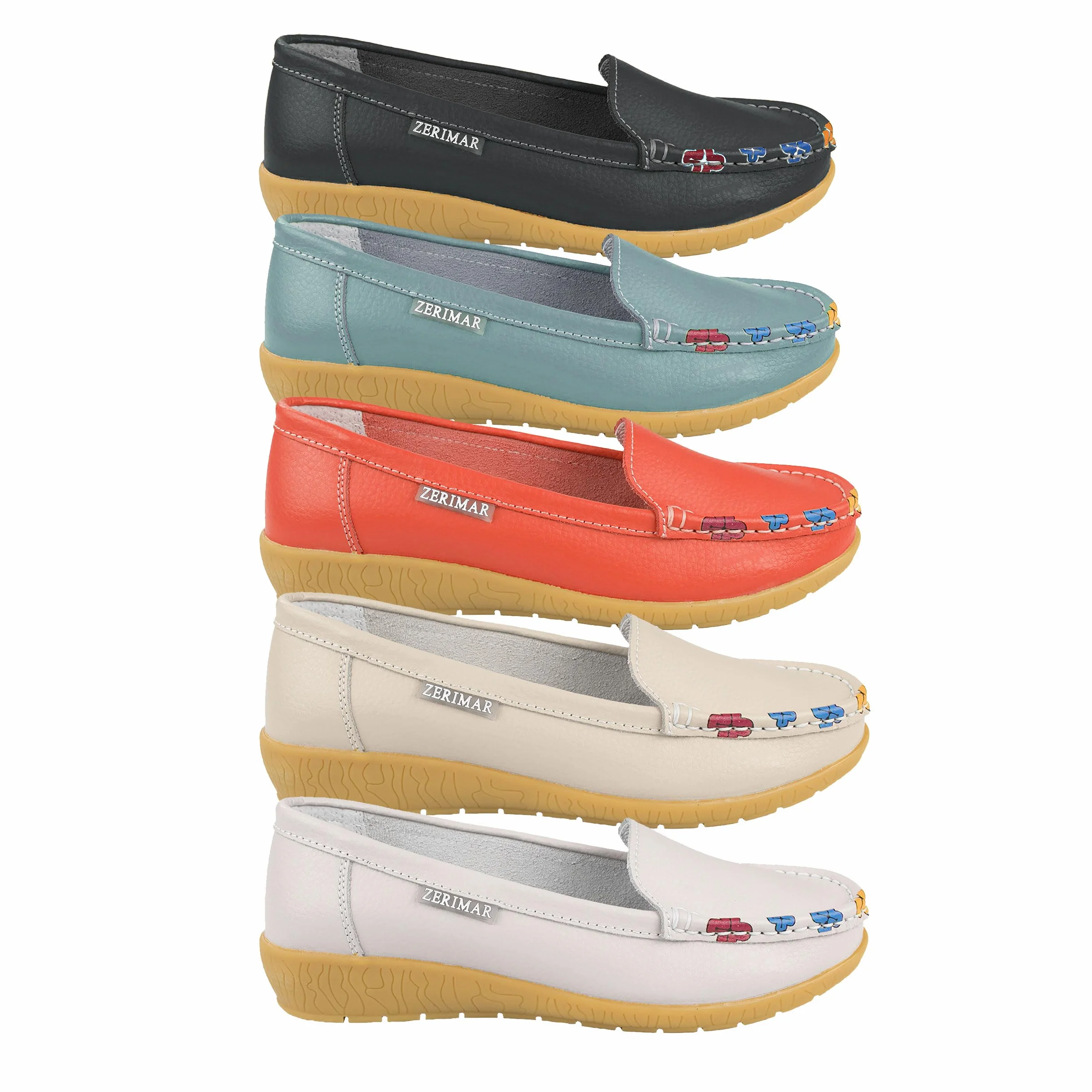 Zerimar Wygodne buty damskie - skórzane mokasyny damskie - letnie damskie buty - damskie skórzane mokasyny - stylowe i wygodne