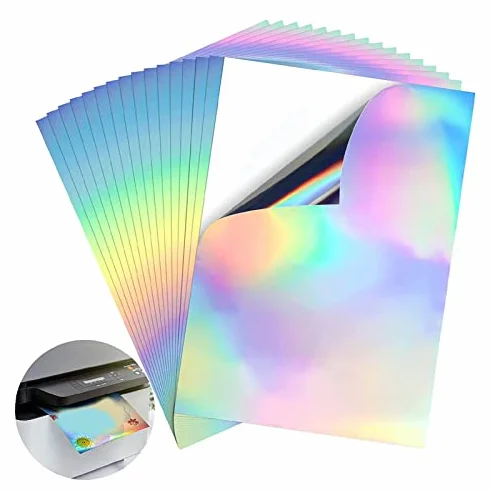 Papier do Naklejek Holograficznych, 22 Arkusze A4 Papier do Naklejek Holograficznych do Druku 8 X 12 Cali do Drukarek Atramentowych, Kserokopiarek, Drukarek Laserowych,