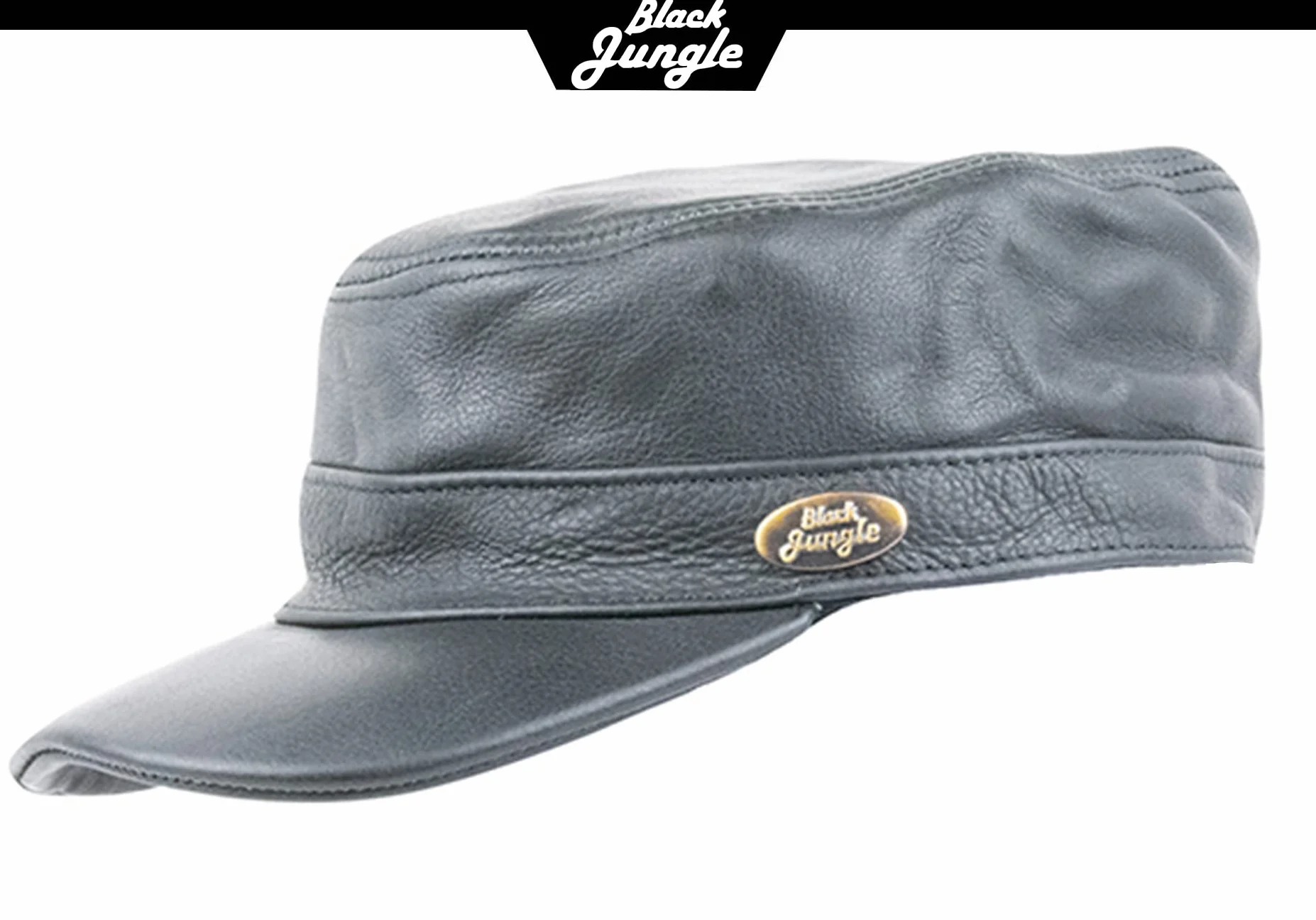 Black Jungle Castro Army Cap skórzana czapka wojskowa, czapka motocyklowa, rozmiar uniwersalny, czarny, jeden rozmiar
