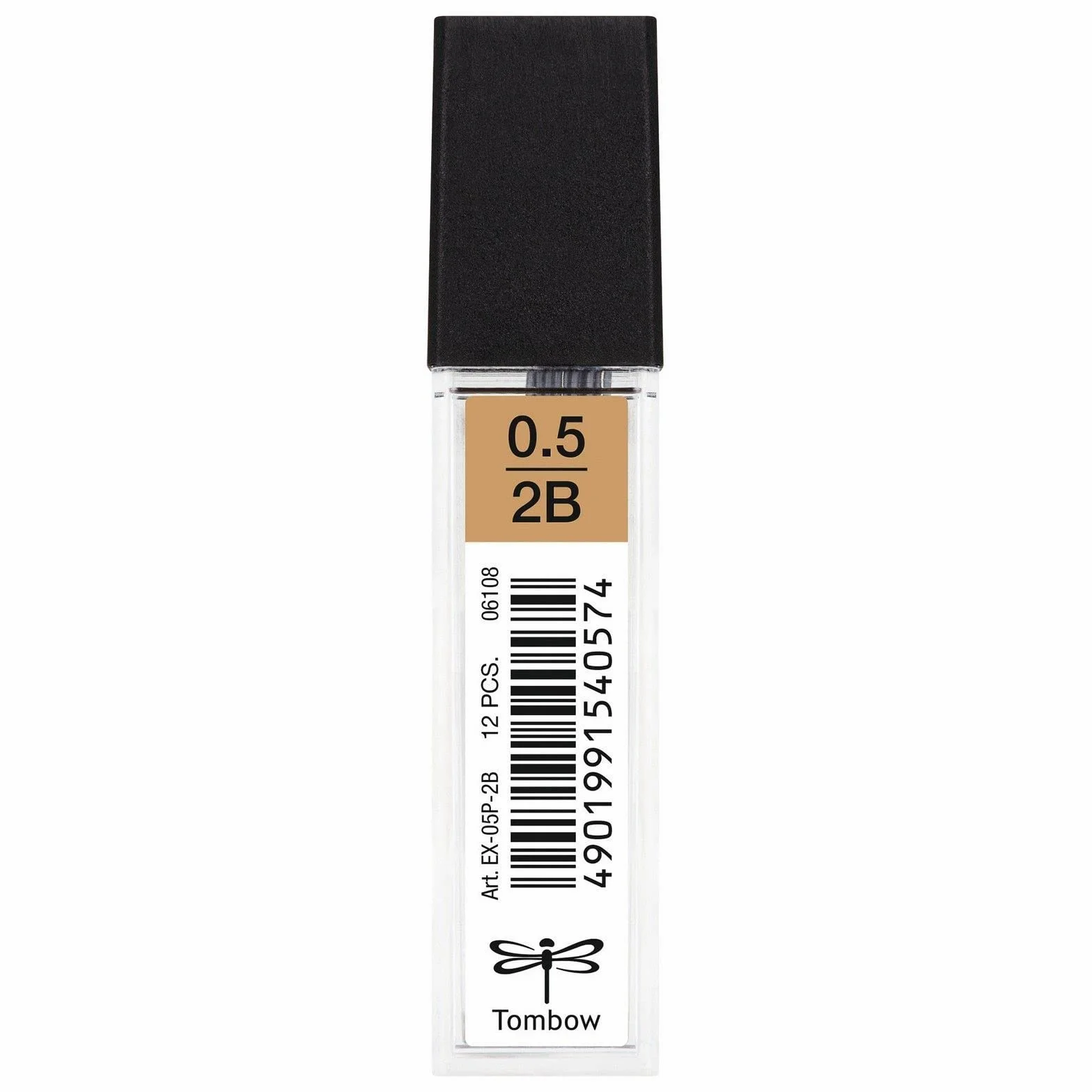 Tombow EX-05P-2B Opakowanie 12 wkładów do ołówek mechaniczny końcówka 0,5 mm, twardość 2B
