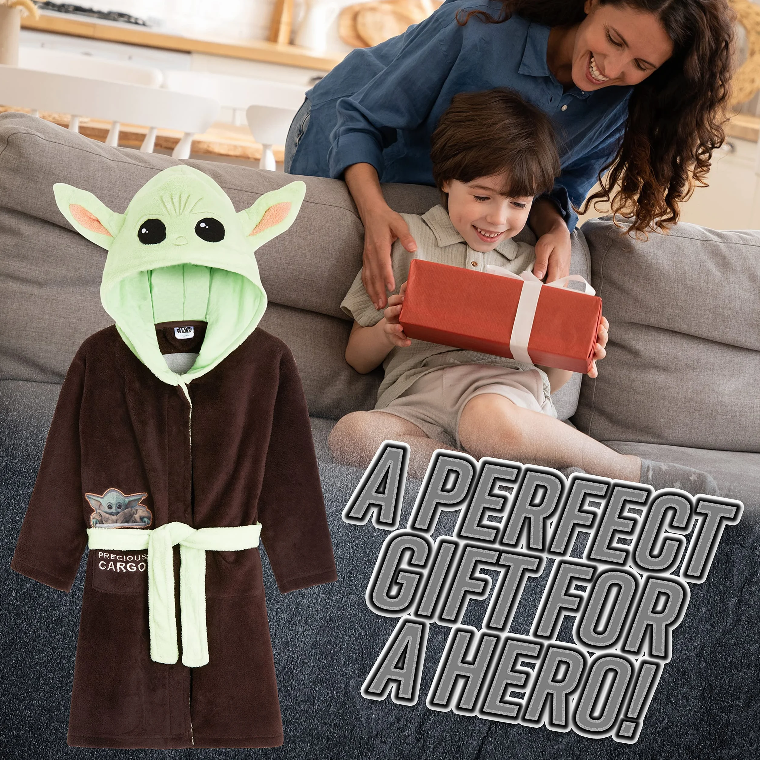 Gwiezdne Wojny Baby Yoda szlafrok dla dzieci, Mandalorian, szlafrok dla chłopców