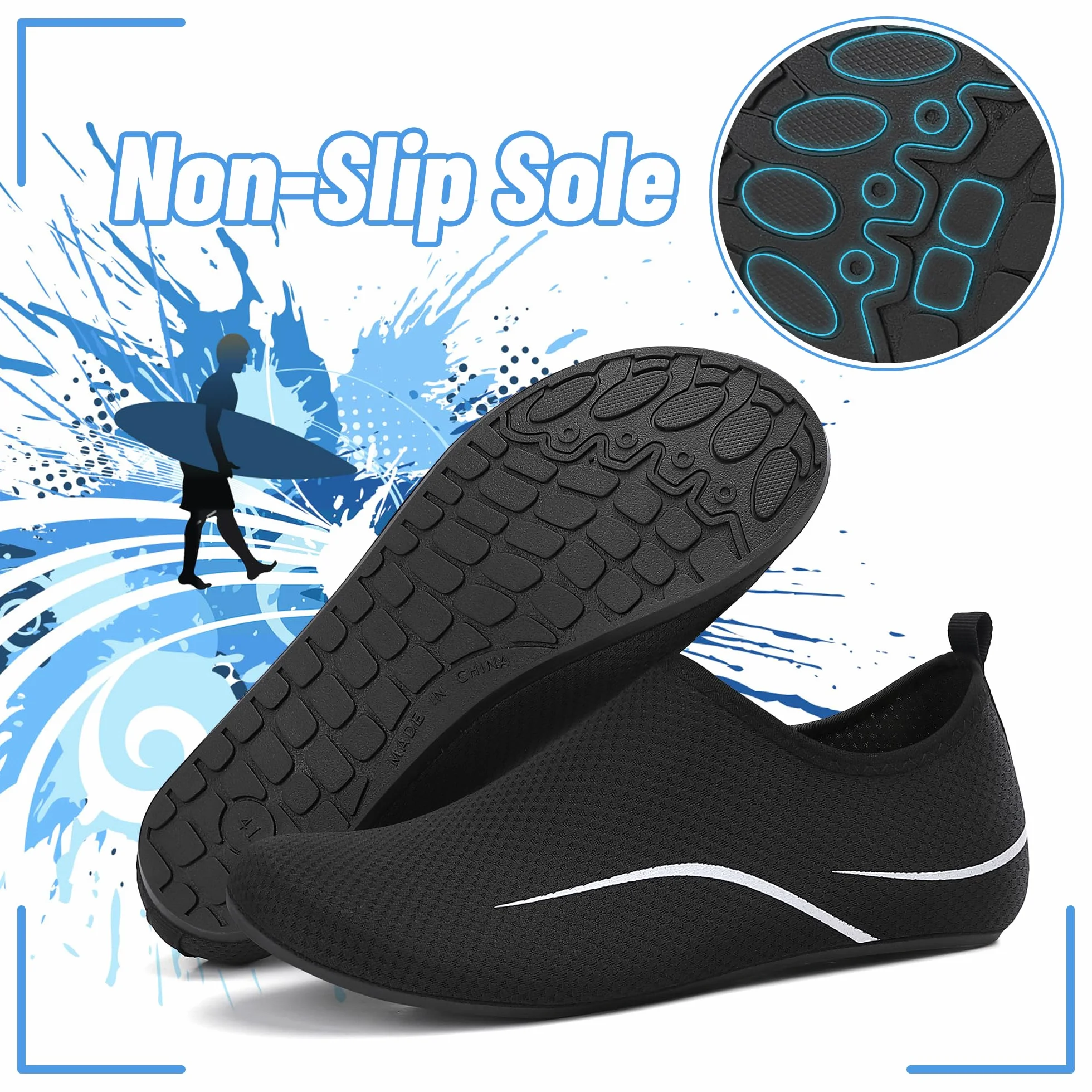 Buty do Wody Water Shoes Lekkie Buty do SportóW Wodnych Buty do PłYwania Buty PlażOwe Buty do Jogi Buty do Surfowania dla Kobiet I MężCzyzn. Czarny, 39EU