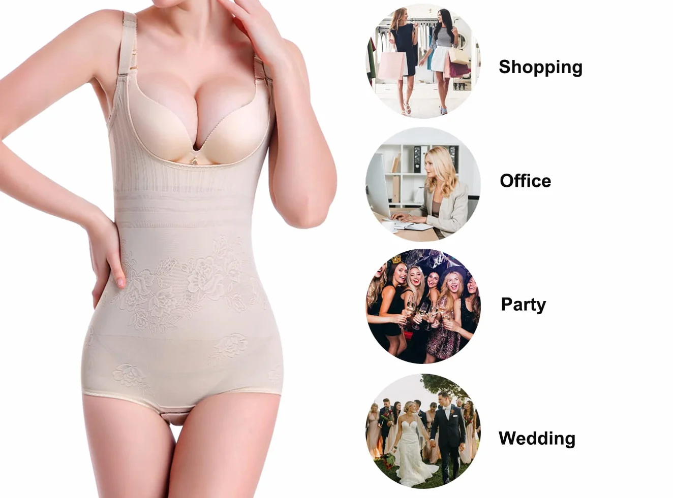 KSKshape Bezszwowe body modelujące sylwetkę z otwartym biustem bielizna modelująca mocne body dla kobiet