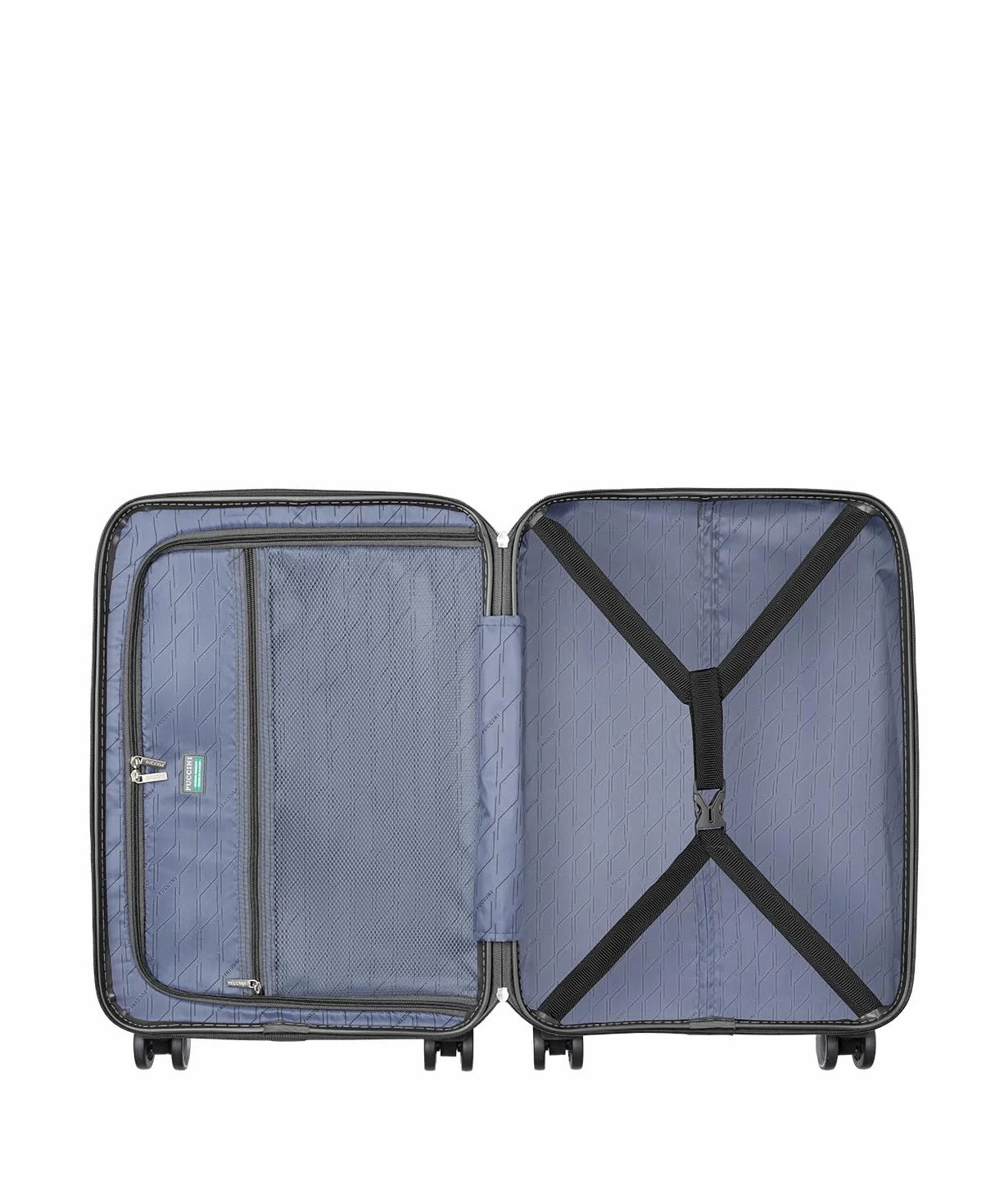 PUCCINI Walizka Kabinowa, Twarda, Czarna, Polipropylen, 4 Kółka Obrotowe 360°, 56x36x22 cm, 36L, Kolekcja Casablanca, Model PP023C-1