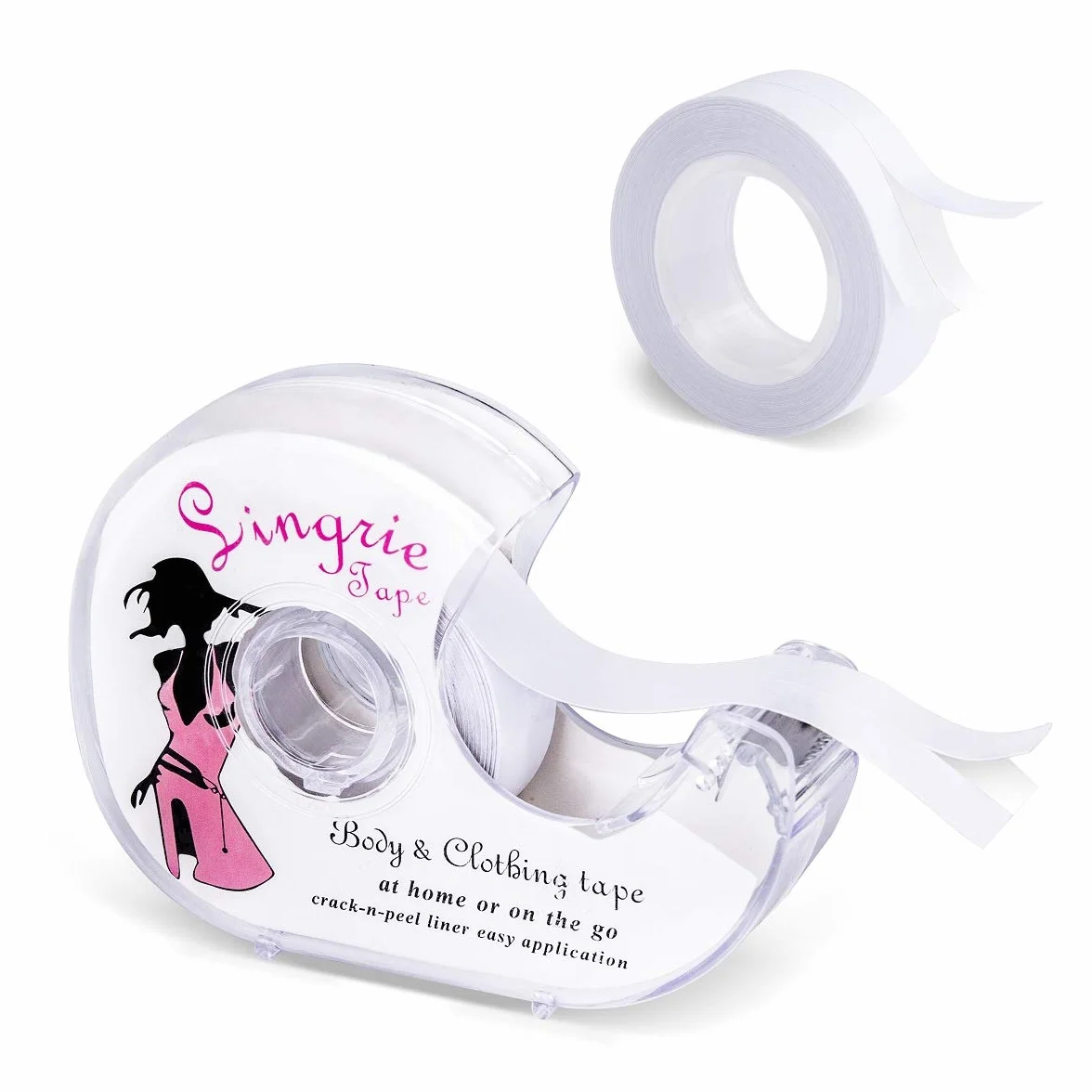 Fashion Tape niewidoczna dwustronna taśma do ciała taśma klejąca do biustonosza dla kobiet głęboka sukienka w serek (2 rolki x 5 m)