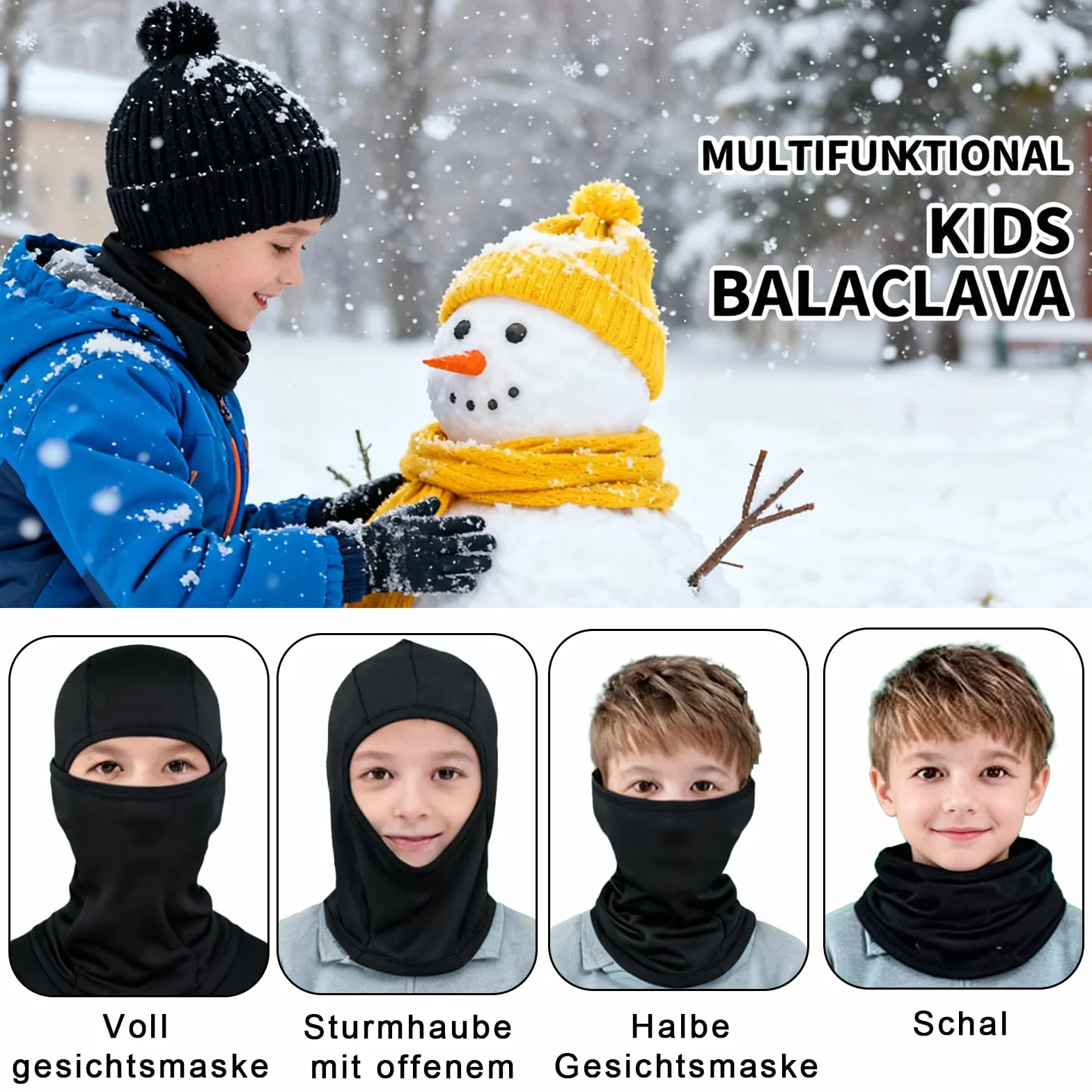 Dziecięca kominiarka Balaclava zimowa, wiatroszczelna, ciepła maska narciarska, dla chłopców i dziewczynek, elastyczna maska na twarz do aktywności na świeżym powietrzu, na rower, do