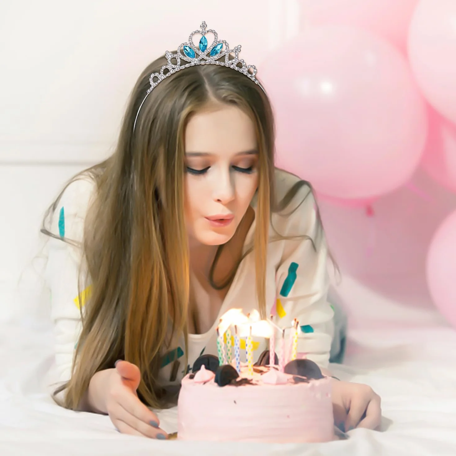 2 sztuki korony księżniczki, tiara dziewczęca, kryształowa korona, akcesoria dla kobiet, dziewcząt, na urodziny, imprezę i bal absolwentów, 2 sztuki, jeden rozmiar, stop, stras.