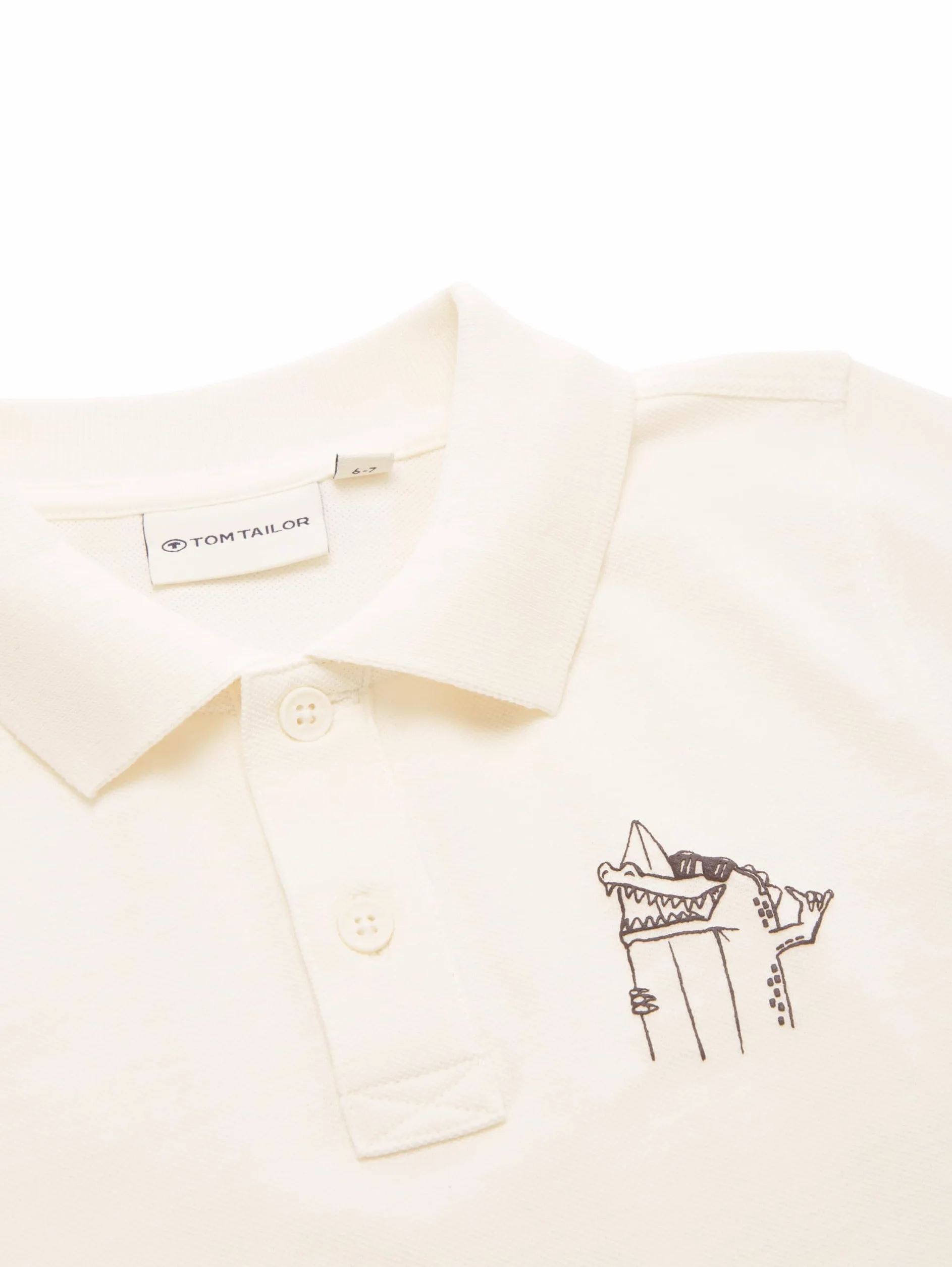 TOM TAILOR Chłopięca dziecięca koszulka polo z nadrukiem dinozaura, 12906 - Wool White, 92-98