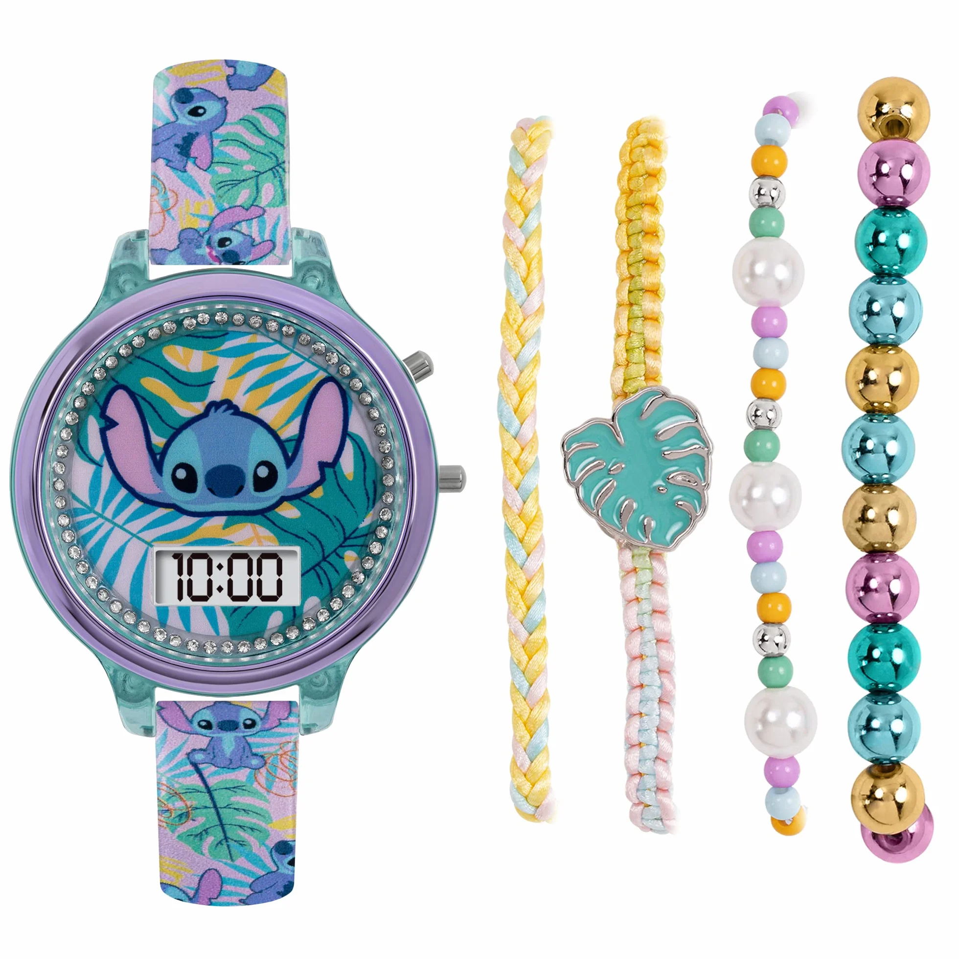 Lilo and Stitch Dziewczęcy cyfrowy zegarek kwarcowy z silikonowym paskiem LAS40001ARG, Wielokolorowy, Nowoczesny
