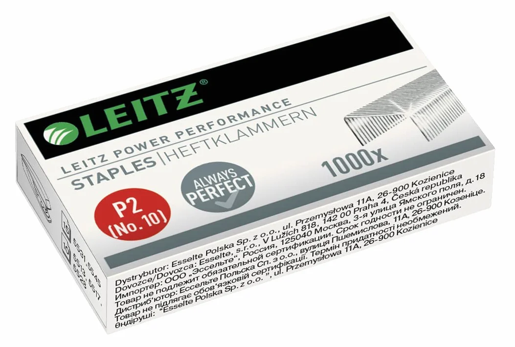 Leitz, Zszywki Leitz Power Performance P2, Zszywają do 15 Kartek, Rodzaj Nr 10, 1000 Sztuk (B000MQHCIU)