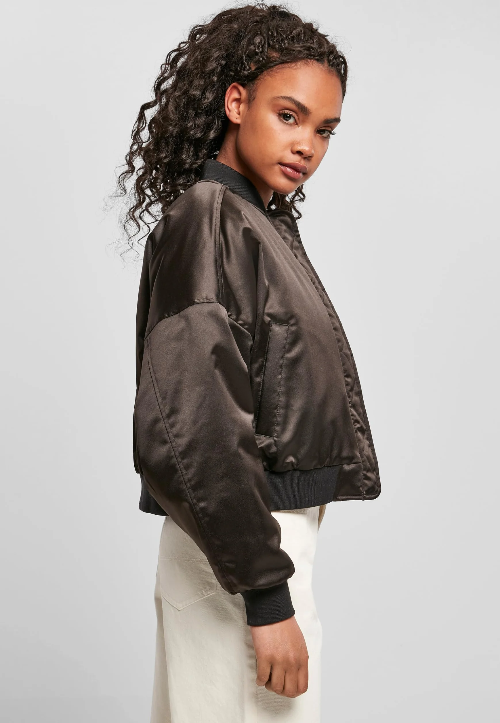 Urban Classics Kurtka Kobiety Damska Krótka Satynowa Kurtka Bomberka Oversized