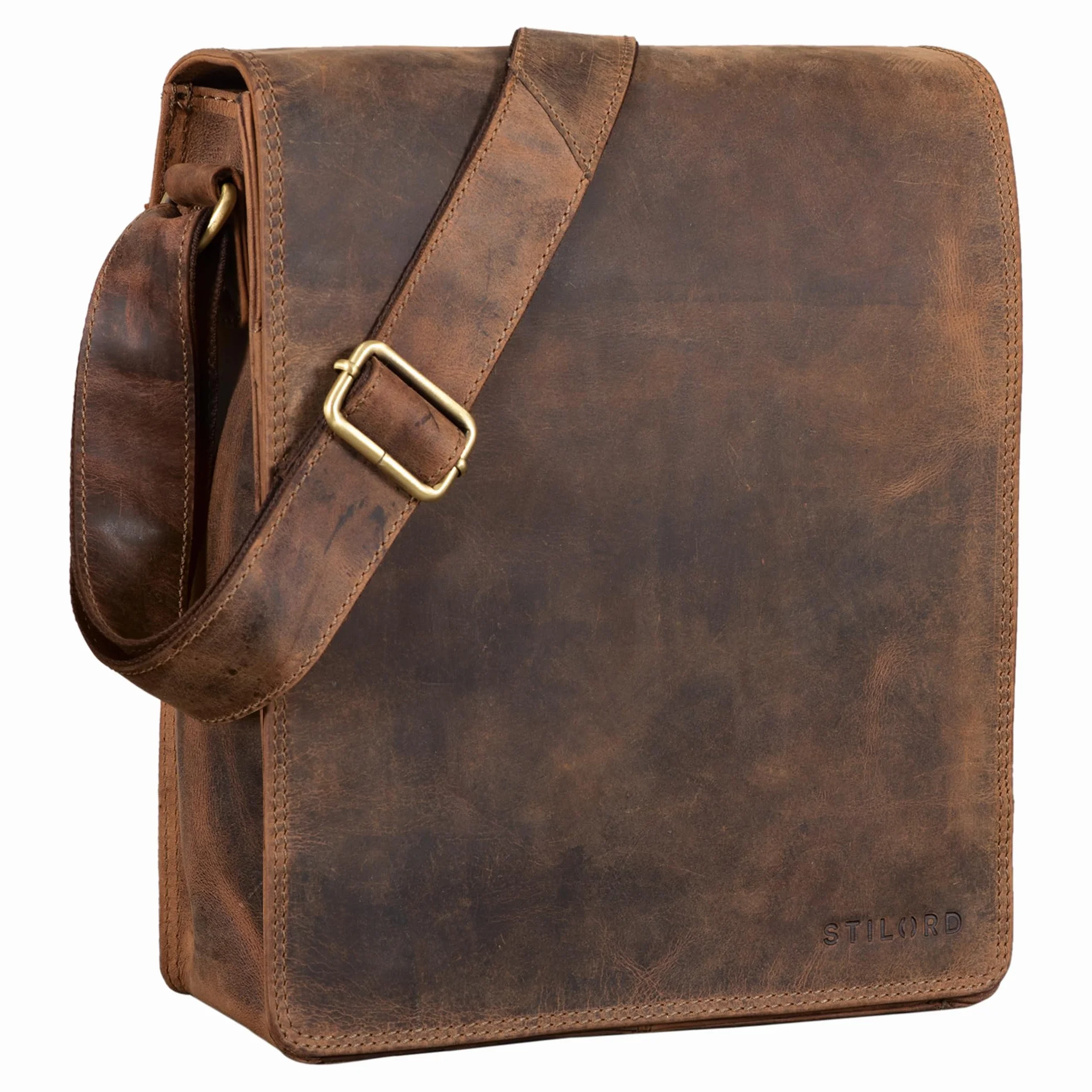 STILORD 'Lars' Vintage Torba na Ramię dla Mężczyzn - 13,3 Cala Tablet, MacBooki i iPad - Torba Posłańca z Prawdziwej Skóry, Kolor: Calais - Brązowy