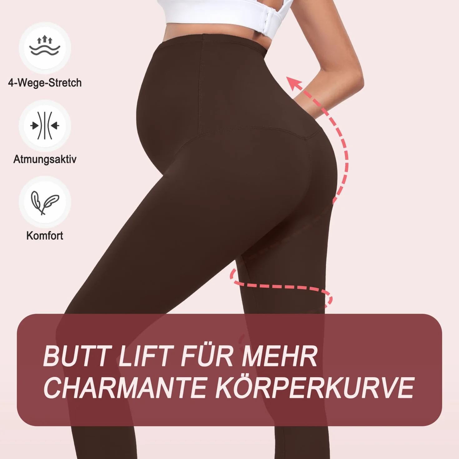 ACTINPUT Legginsy ciążowe damskie, nieprzezroczyste, z wysokim stanem, elastyczne, dla kobiet w ciąży