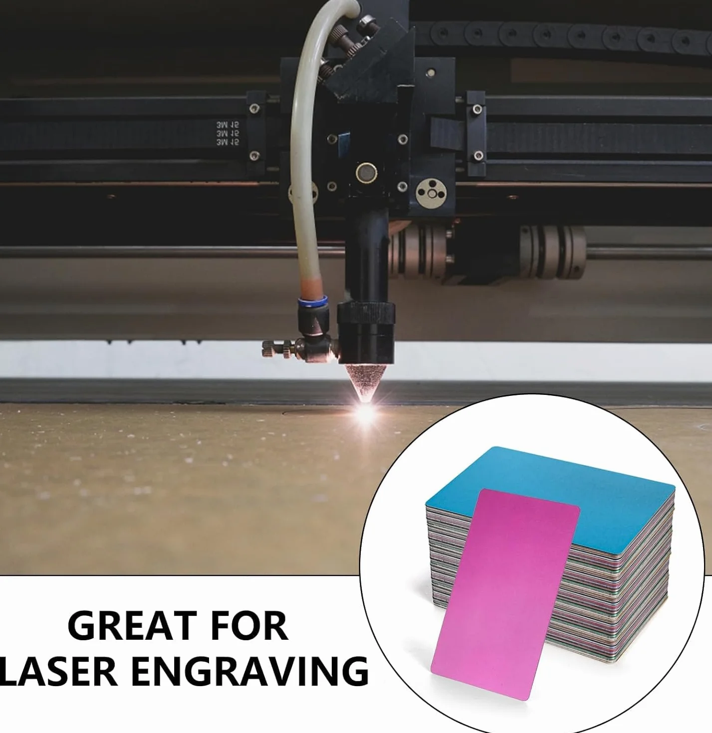 50 szt. metalowych wizytówek, puste wizytówki ze stopu aluminium, wizytówka do grawerowania laserowego, 0,22 mm/8,6 x 5,4 cm, do kart klientów biurowych, prezent DIY (niebieski)
