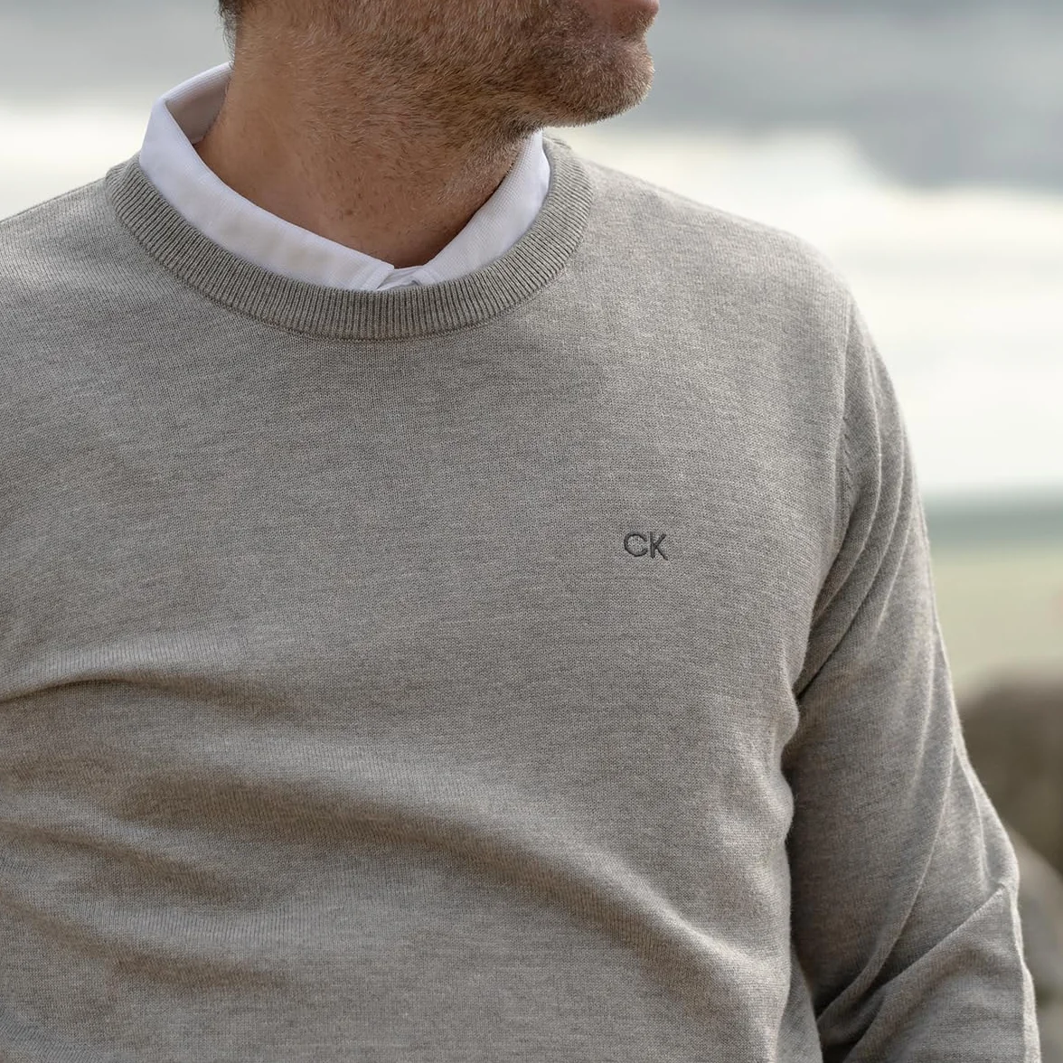 Calvin Klein Meski 2025 Crew Neck Bawelniany oddychajacy sweter z golfem