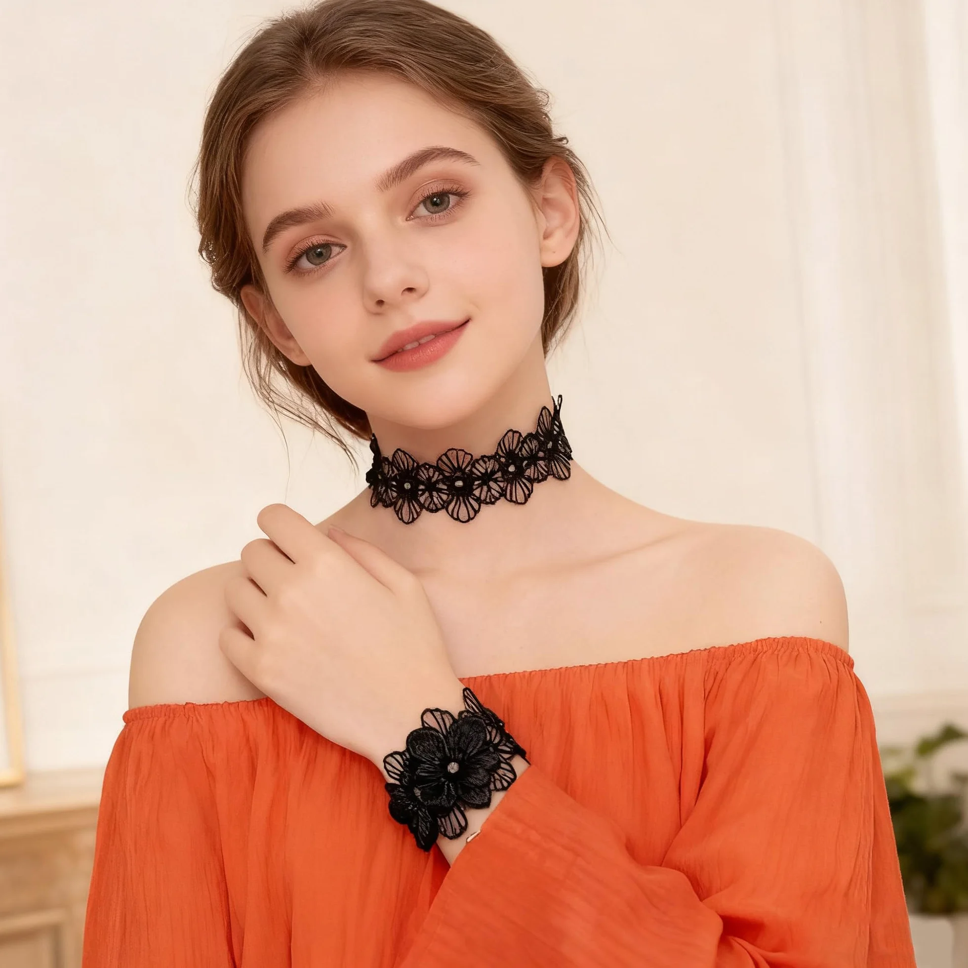 40 Sztuk Czarnych Koronkowych Naszyjników, Naszyjników Choker Dla Kobiet, Regulowany Choker Gotycki Klasyczne Chokery Dla Kobiet i Dziewcząt