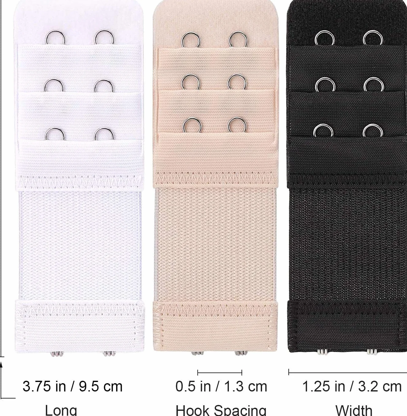 6 sztuk przedłużek biustonosza z 2 hakami, Witbicg Przedłużenie biustonosza z 2 hakami, 3 rzędy, rozszerzacz biustonosza, przedłużenie zamka biustonosza, średnica: miękki, wygodny elastyczny pasek dla