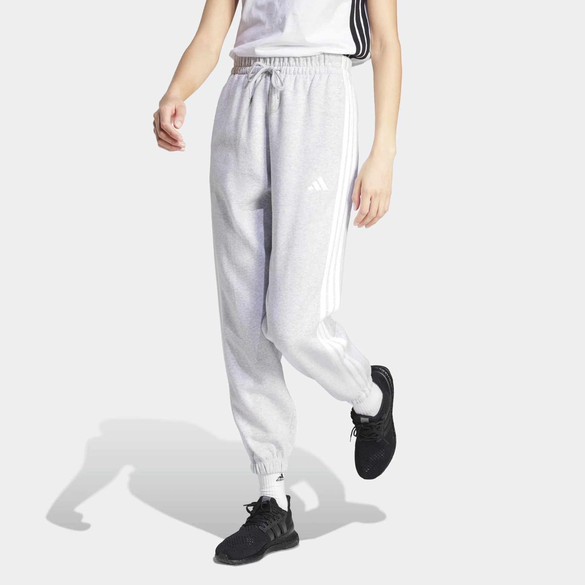 adidas Essentials 3-stripes Fleece Loose Pants - Spodnie golfowe Kobiety