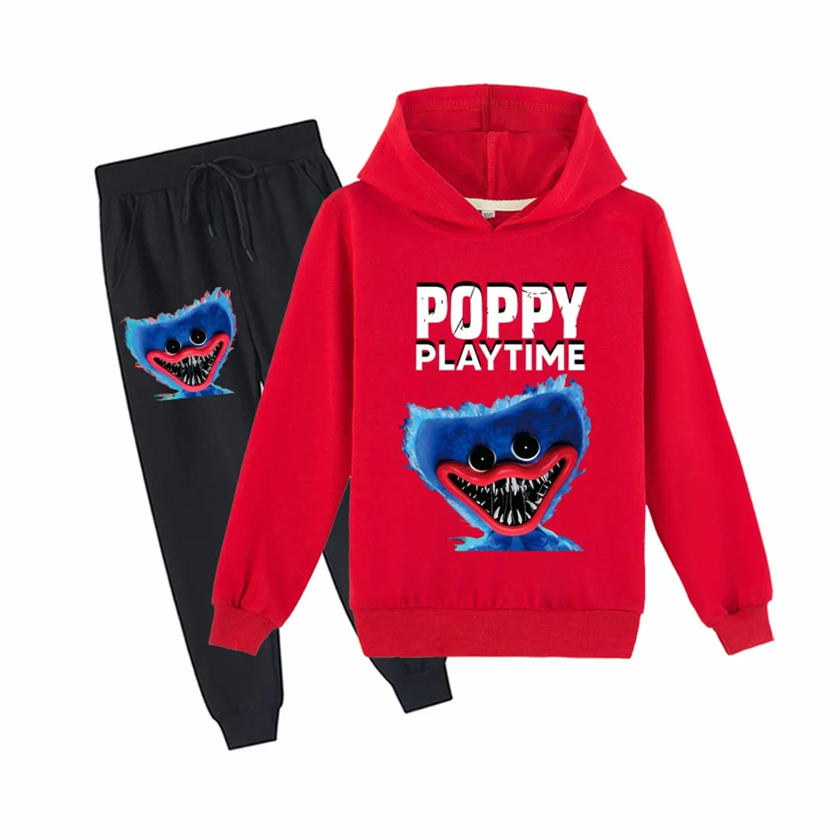 Poppy Playtime Huggy Wuggys Kids 2-częściowy zestaw bluzy z kapturem i spodnie dresowe na co dzień dres bluza zestaw dla chłopców dziewcząt